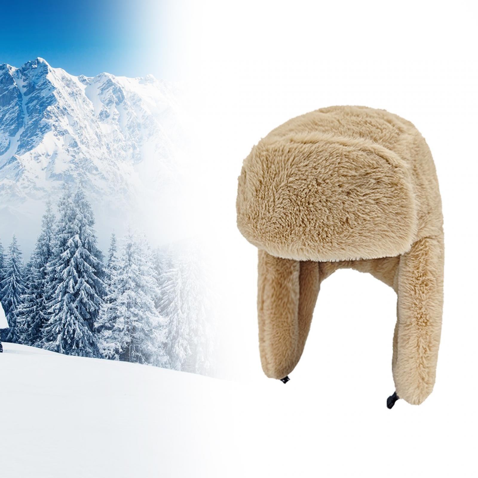 Winter Trapper Hats Earflaps Windproof Biking Ear Cap for Men Unisex Skating Khaki