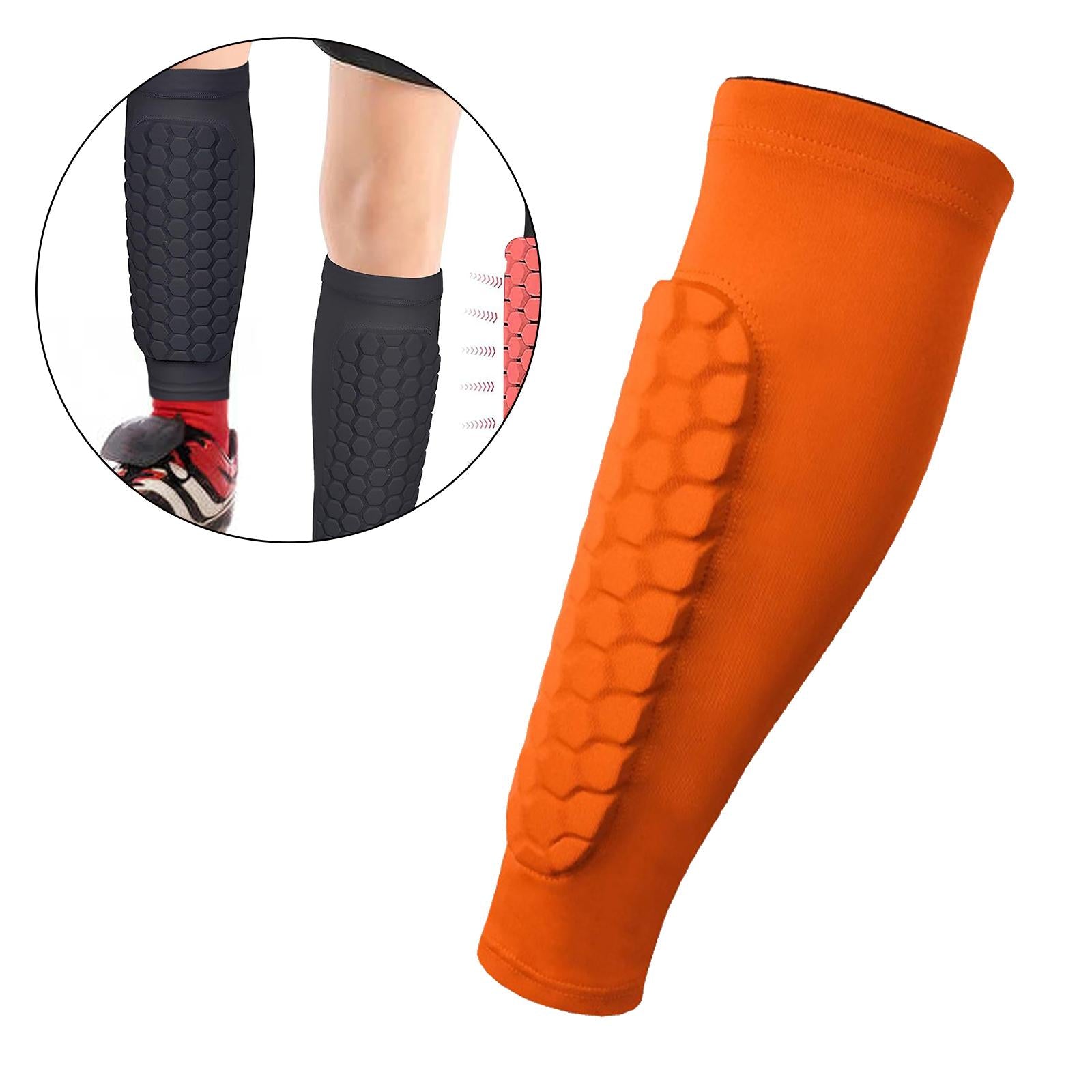 Soccer Shin Guards Football Leg Sleeves for Teens Adult Softball Volleyball orange L