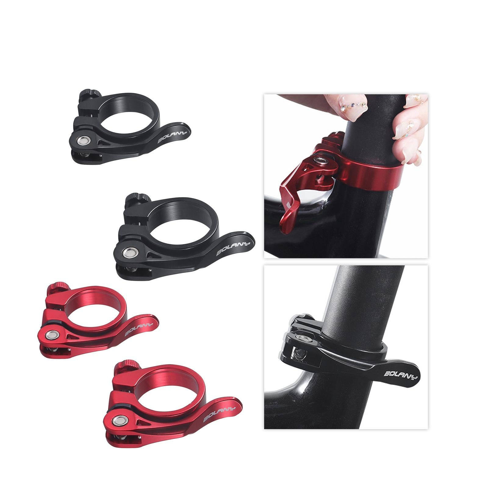 2xBike Seat Post Clamp Bike Seat Clamp for Bicycling Folding Bike Road Bicycle Black 31.8mm