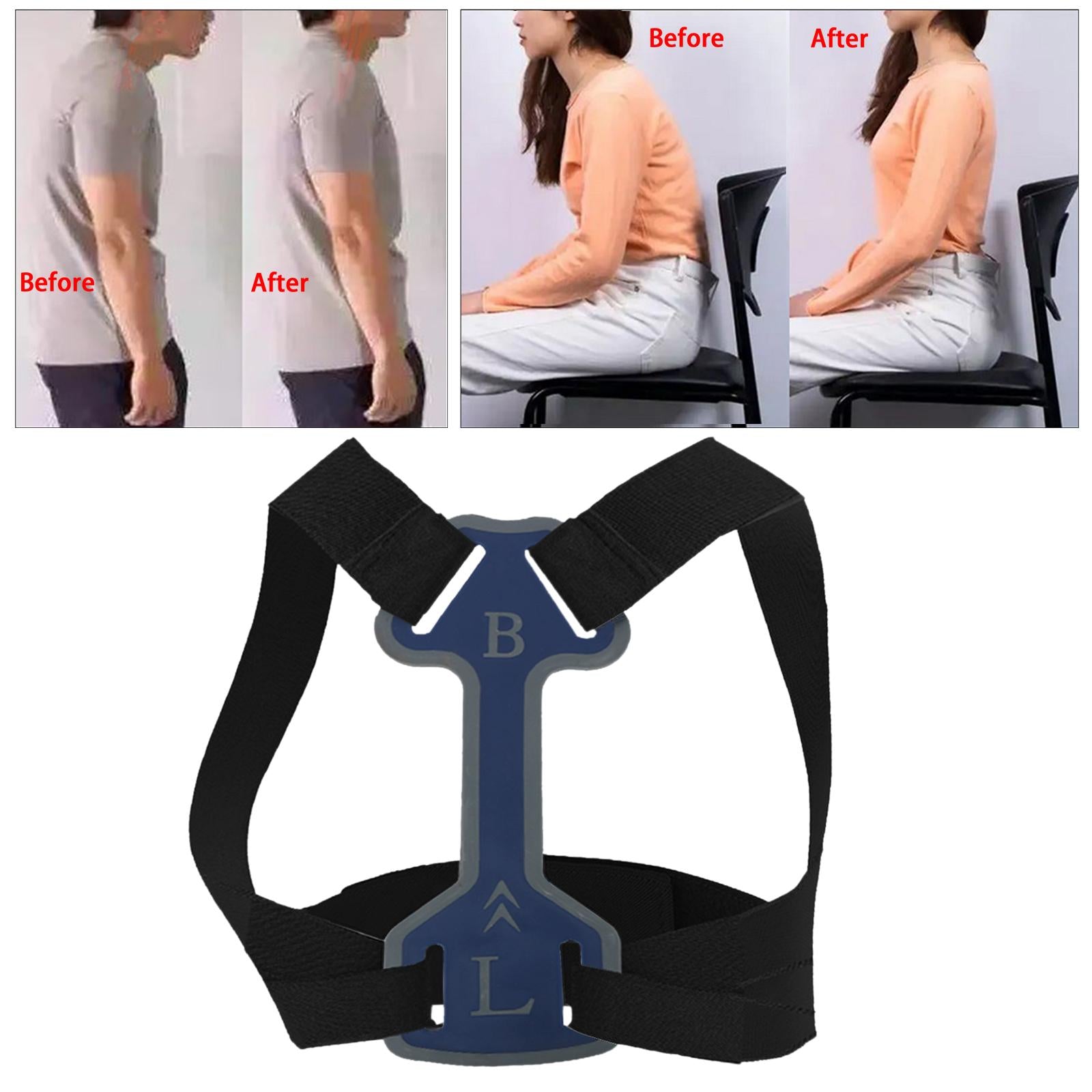 Trainer Support Back Straightener Spine Corrector for Kids Women Men Black L