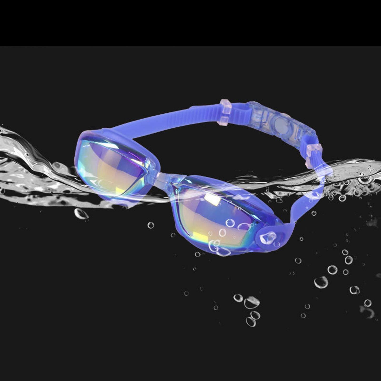 Swimming Goggles with Case Comfortable Soft Silicone Clear View Swim Goggles Blue Colorplating