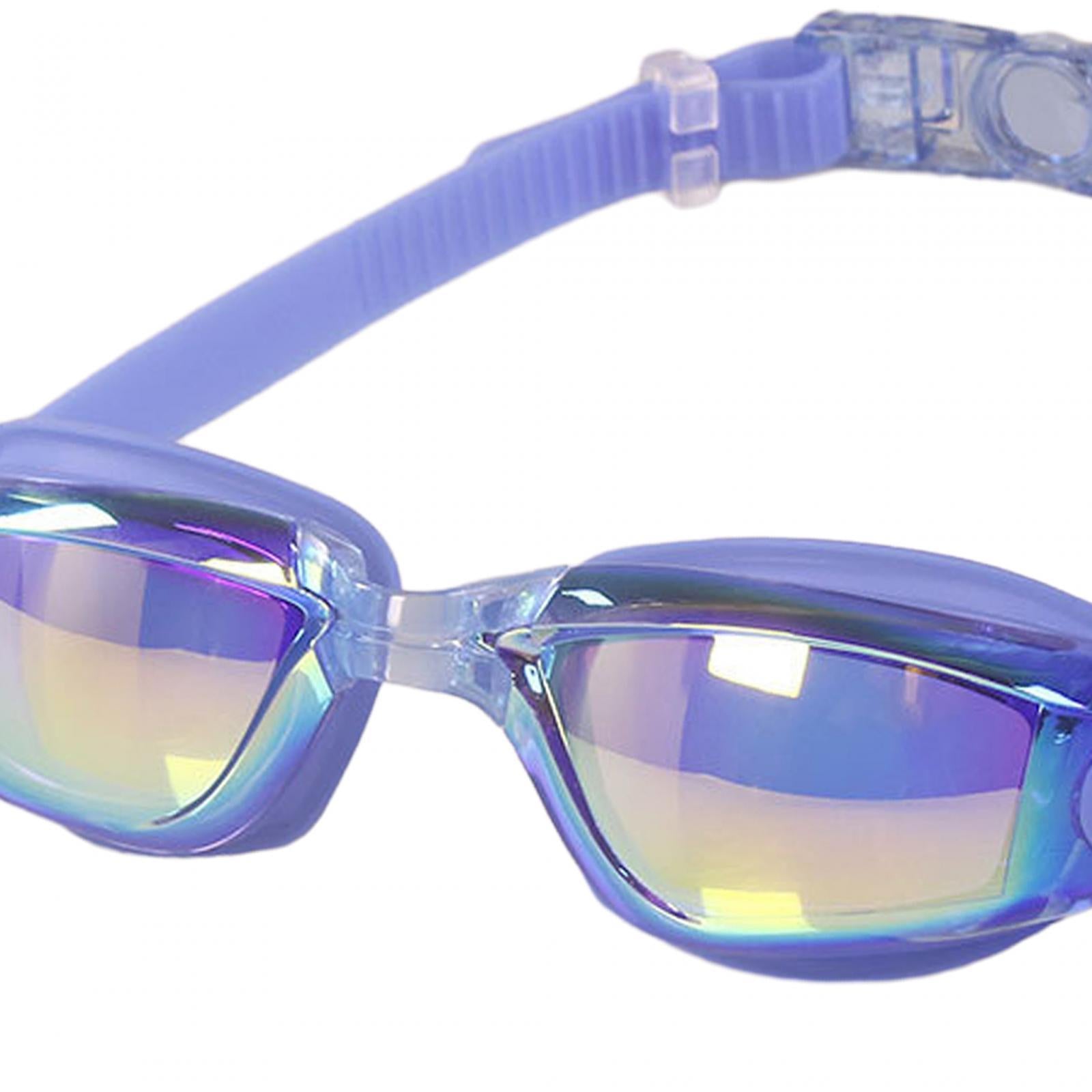 Swimming Goggles with Case Comfortable Soft Silicone Clear View Swim Goggles Blue Colorplating