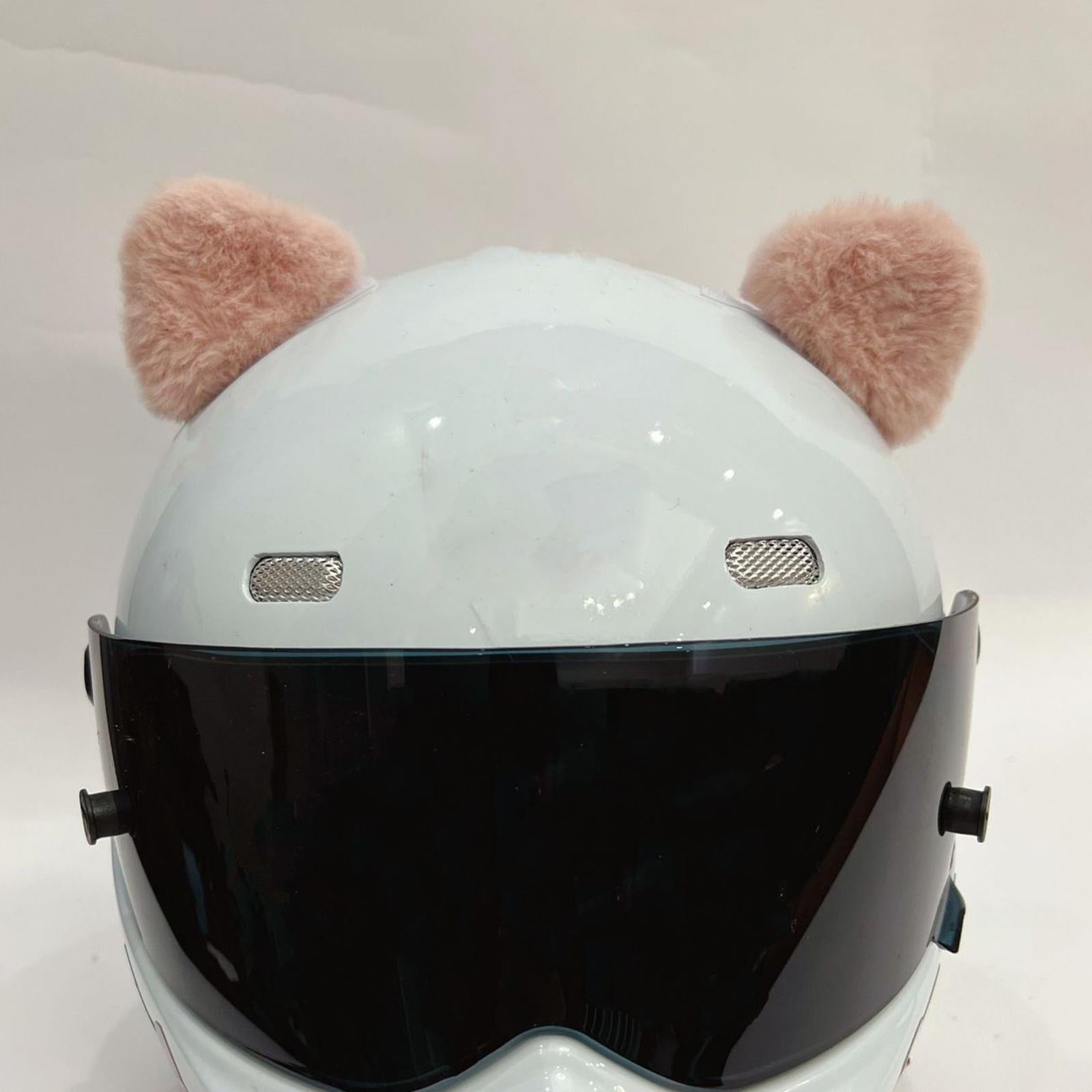 2xHelmet Decor Ears Decorative Portable Ornament for Biking Motorbiking Riding Cat Pink