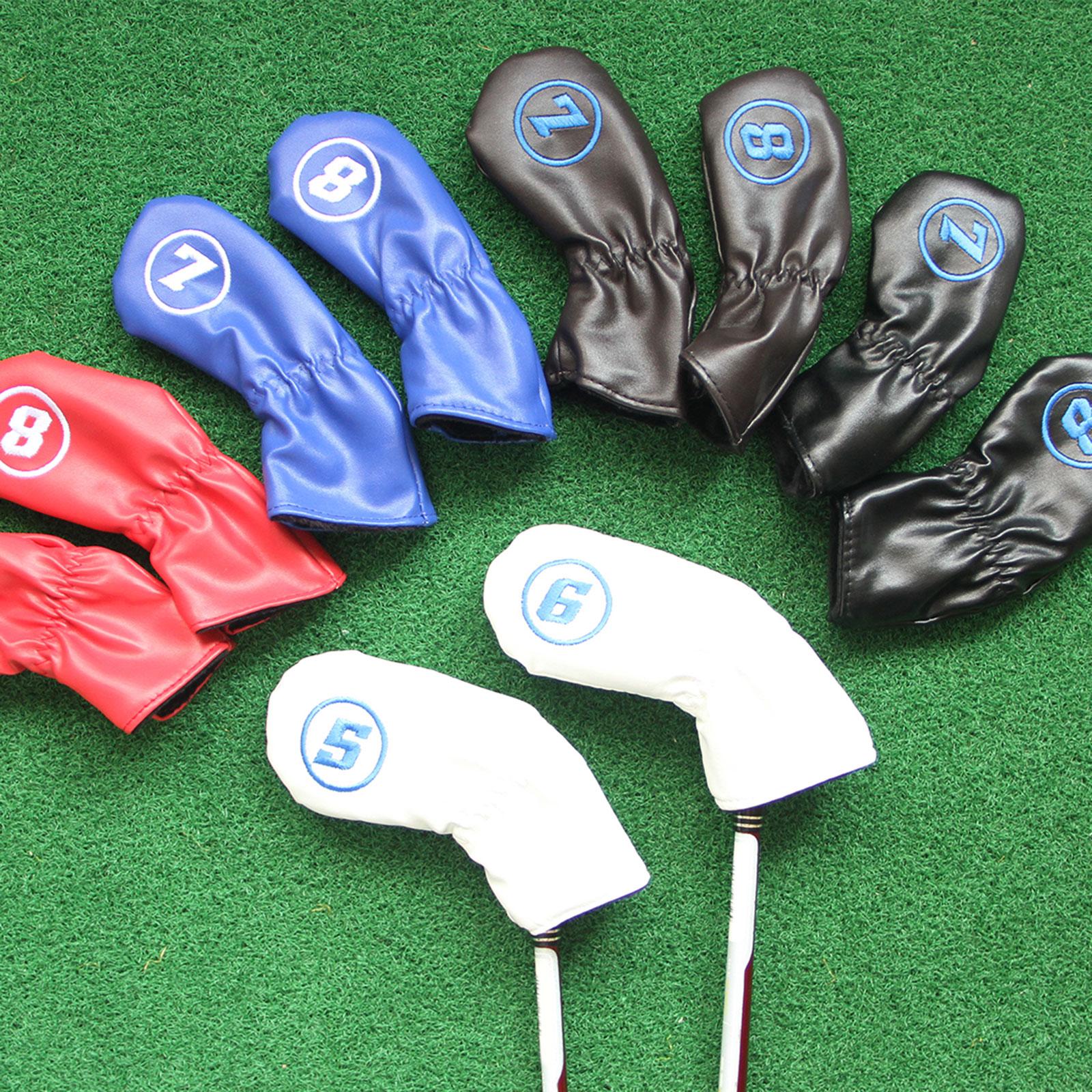 9 Pieces Golf Iron Covers Golfer Golf Wedges Headcovers Golf Club Head Cover red