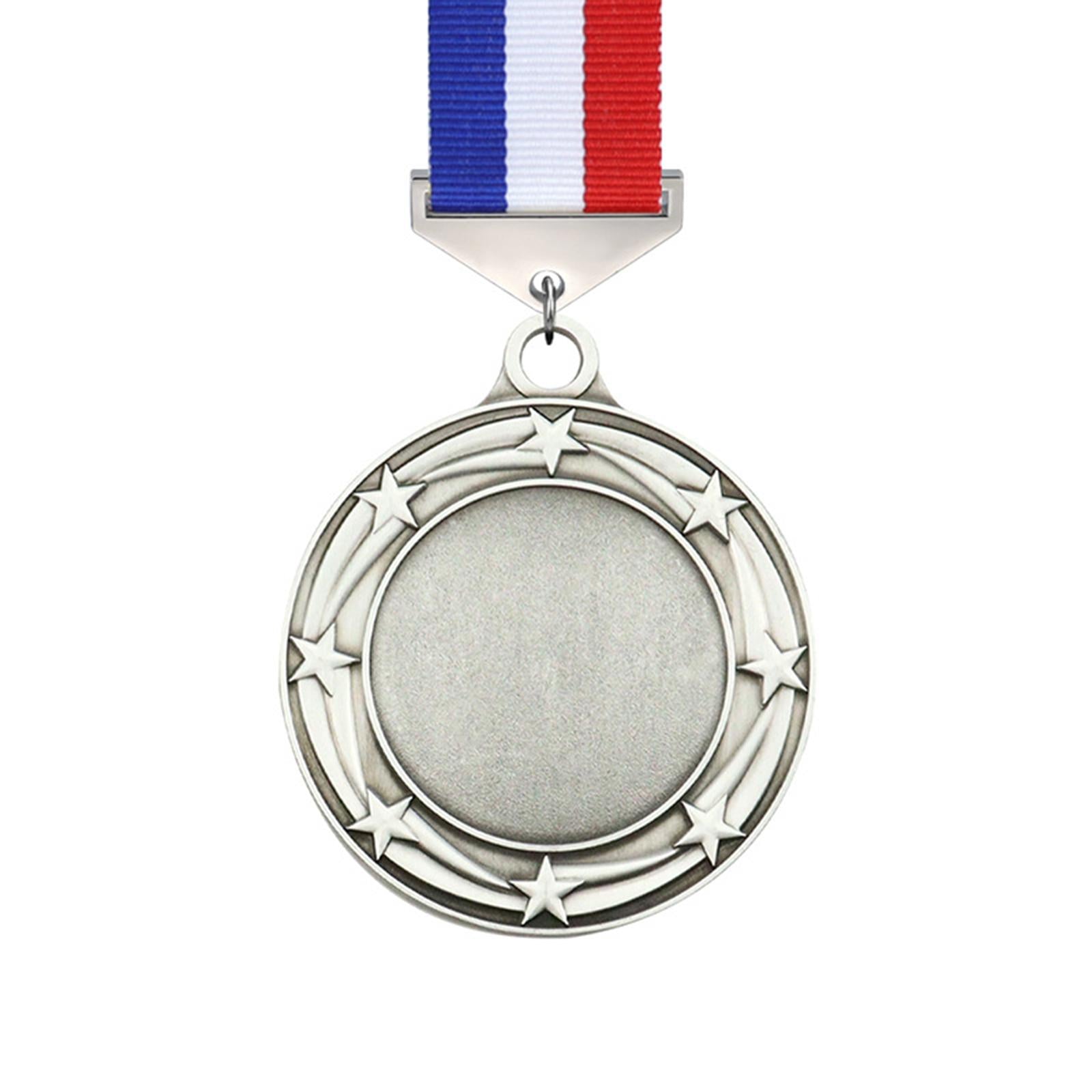 3x Metal Medals Zinc Alloy Blank Medals with Ribbons for Competition Style A