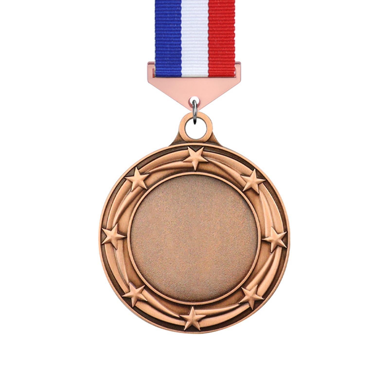 3x Metal Medals Zinc Alloy Blank Medals with Ribbons for Competition Style A