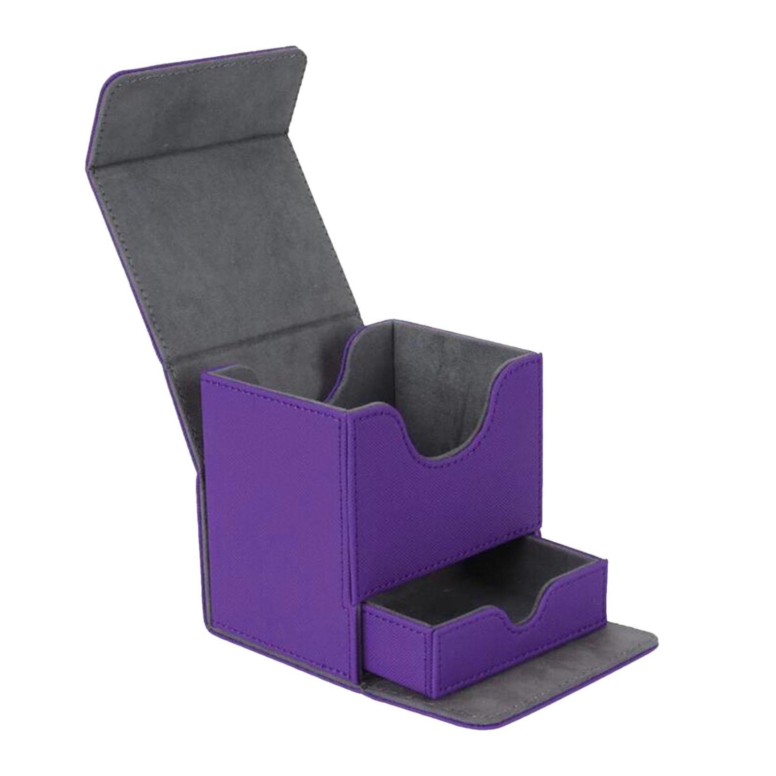 Trading Card Deck Box Large Size Card Storage Box for Tcg Cards Album purple