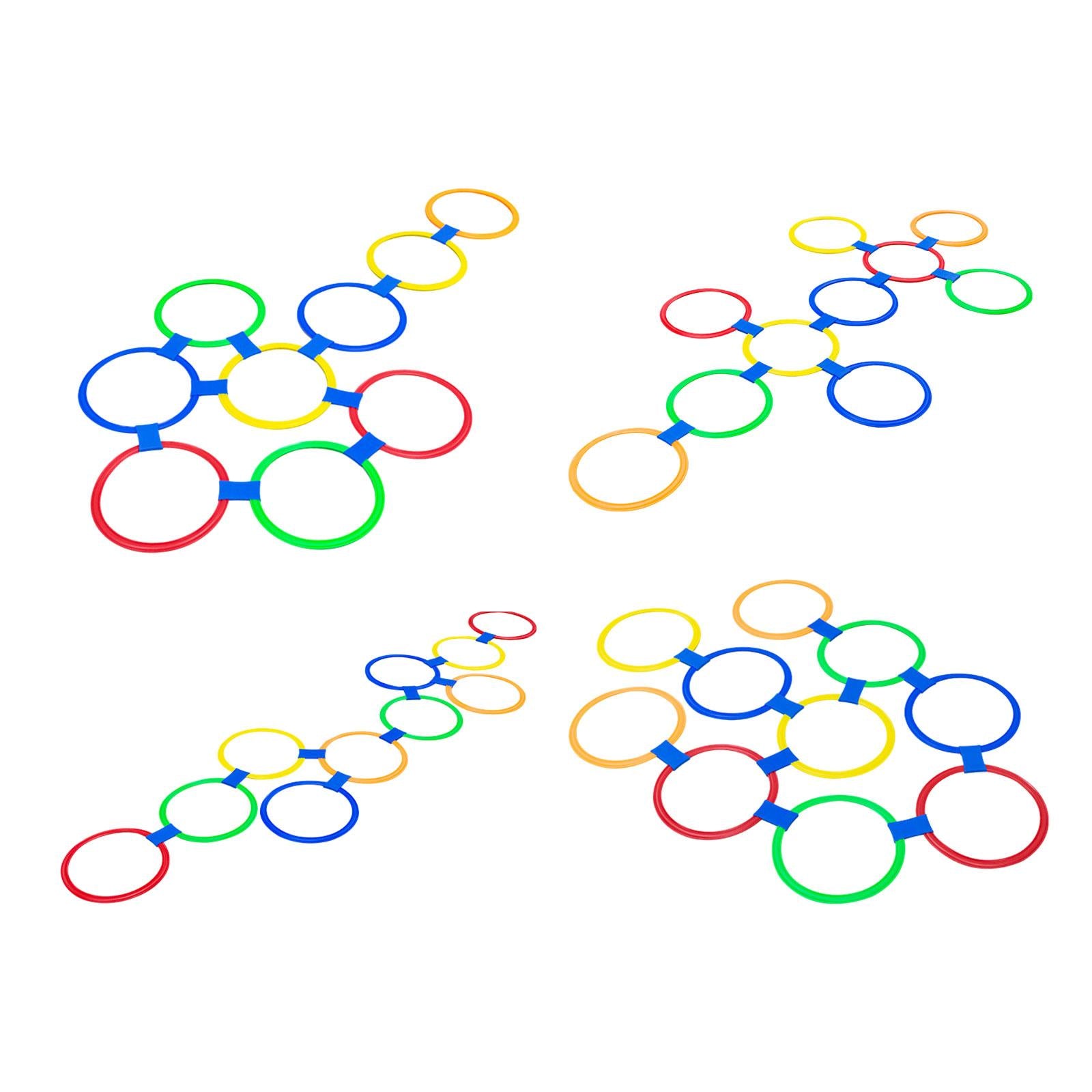 10 Pieces Hopscotch Rings Jumping Rings for Backyard Kindergarten Girls Boys 11 Inch