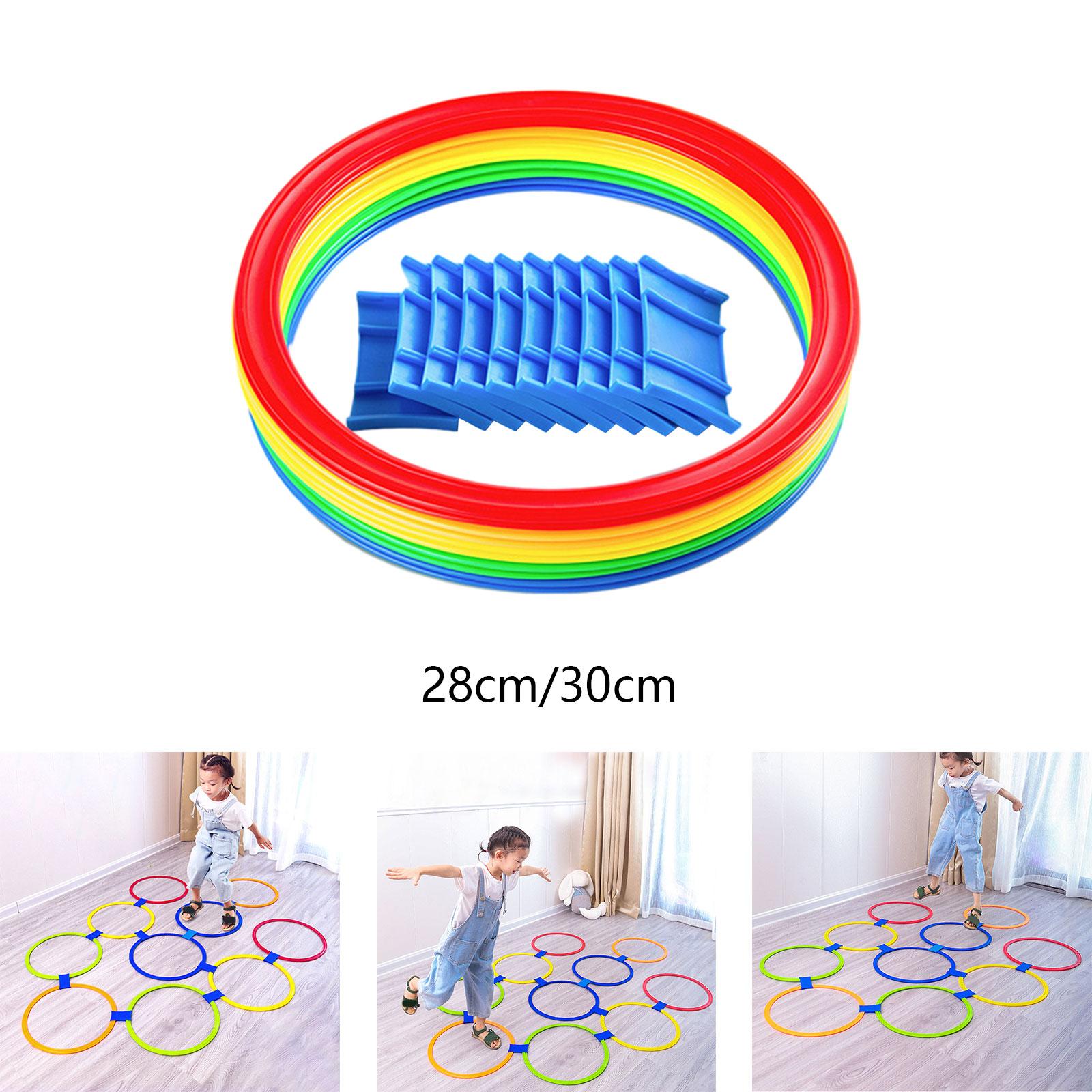 10 Pieces Hopscotch Rings Jumping Rings for Backyard Kindergarten Girls Boys 11 Inch