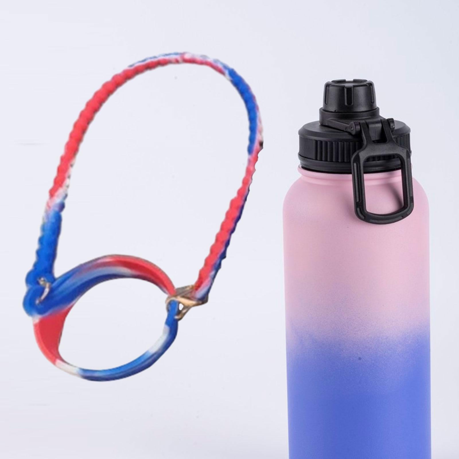 Water Bottle Handle Strap Soft Durable Silicone Water Bottle Carrying Handle Red Blue