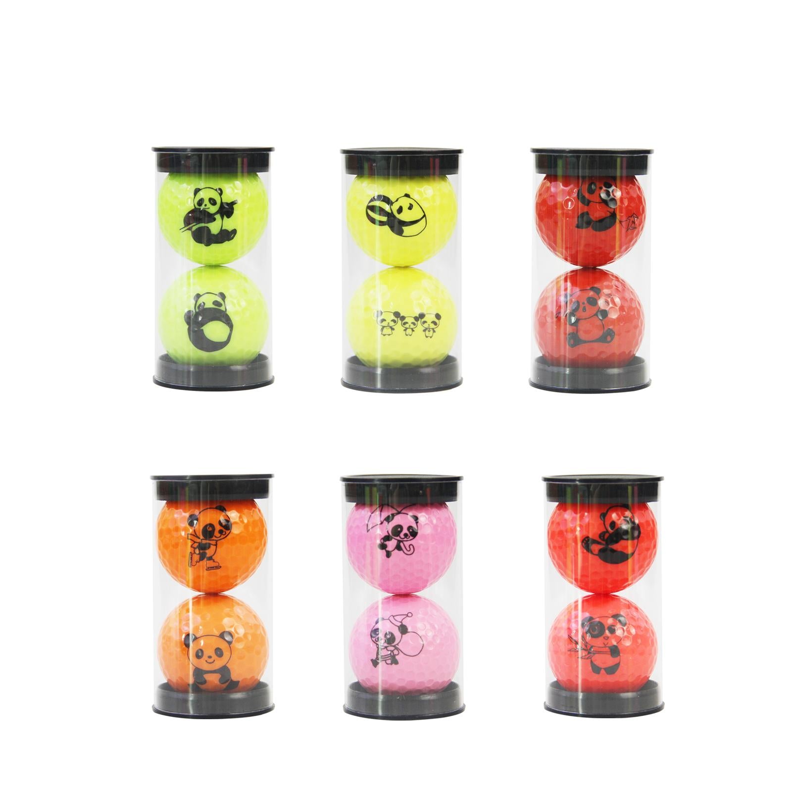 2Pcs Golf Balls Convenient Cartoon Panda Ball for Garden Indoor Outdoor Home fluorescent yellow