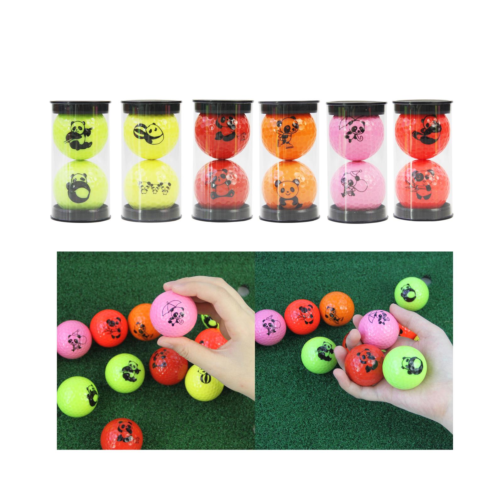 2Pcs Golf Balls Convenient Cartoon Panda Ball for Garden Indoor Outdoor Home fluorescent yellow