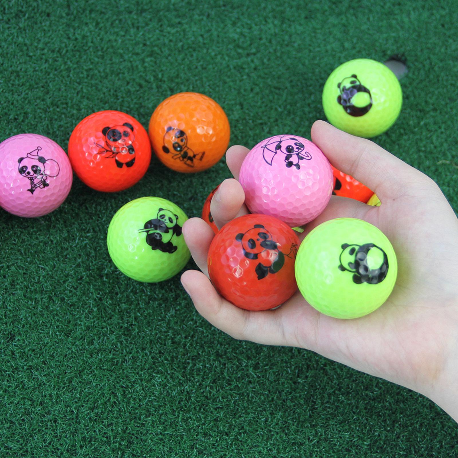 2Pcs Golf Balls Convenient Cartoon Panda Ball for Garden Indoor Outdoor Home fluorescent yellow