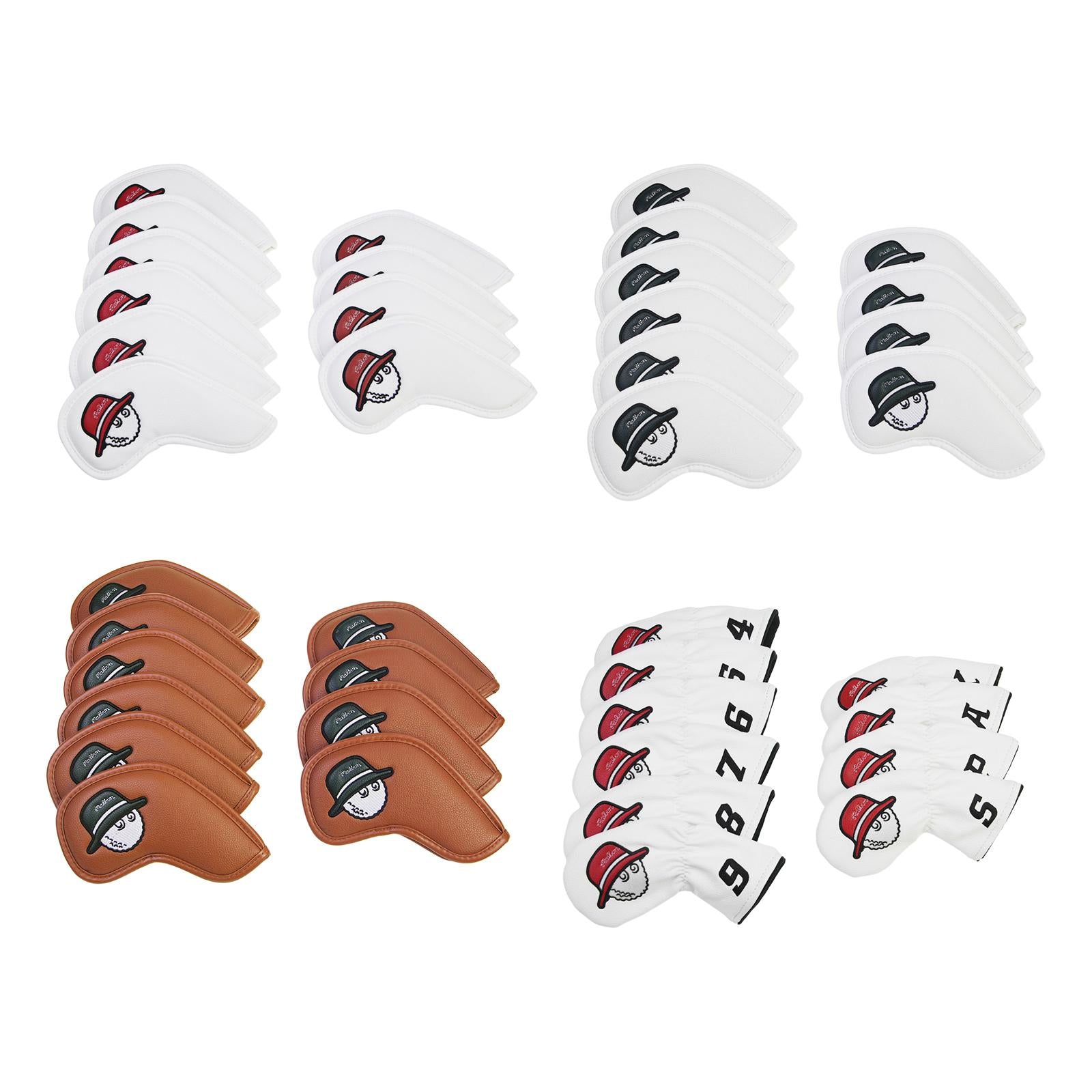 10 Pieces Golf Iron Head Covers Fashion Golf Iron Headcovers Head Protection White Green Cap Flat