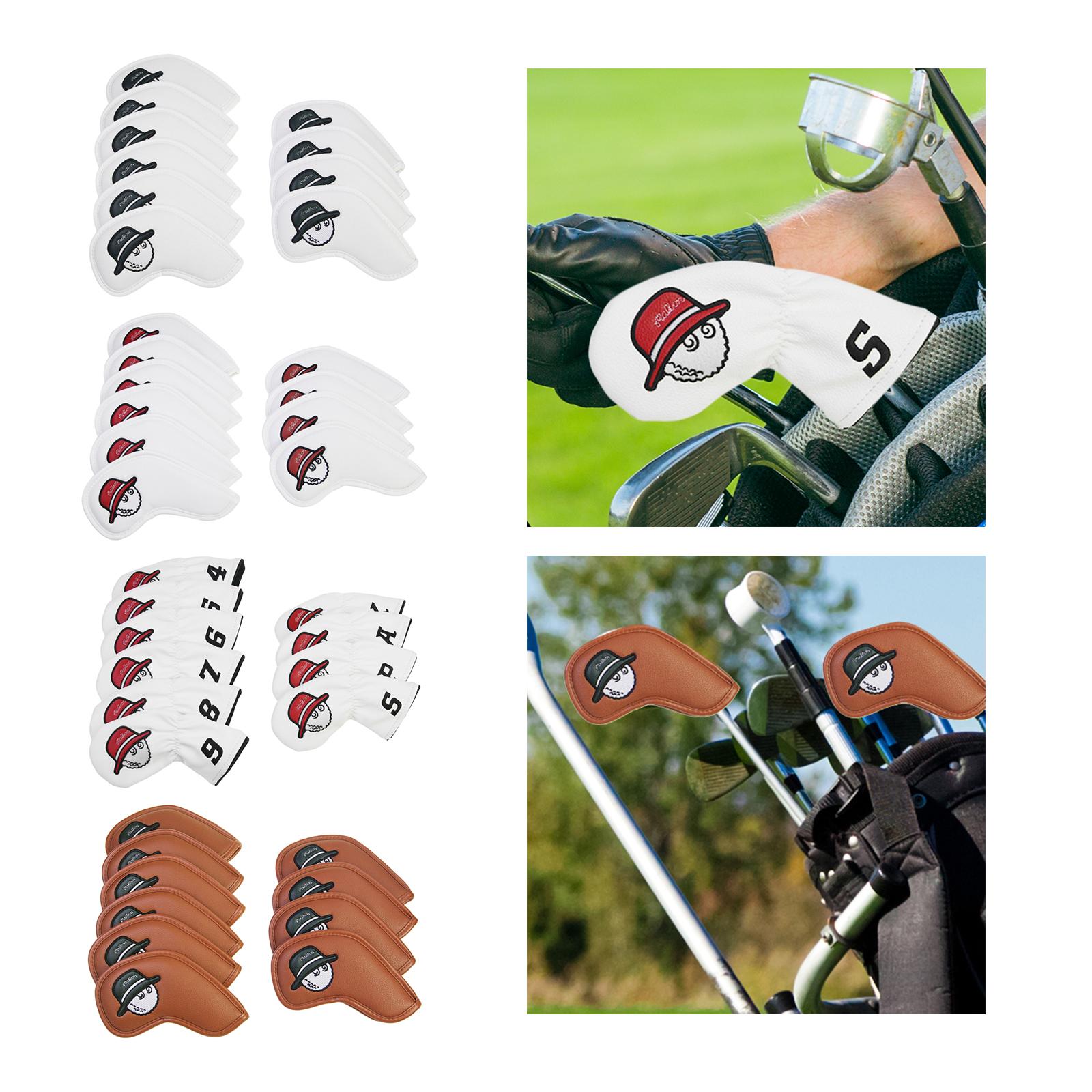 10 Pieces Golf Iron Head Covers Fashion Golf Iron Headcovers Head Protection White Green Cap Flat