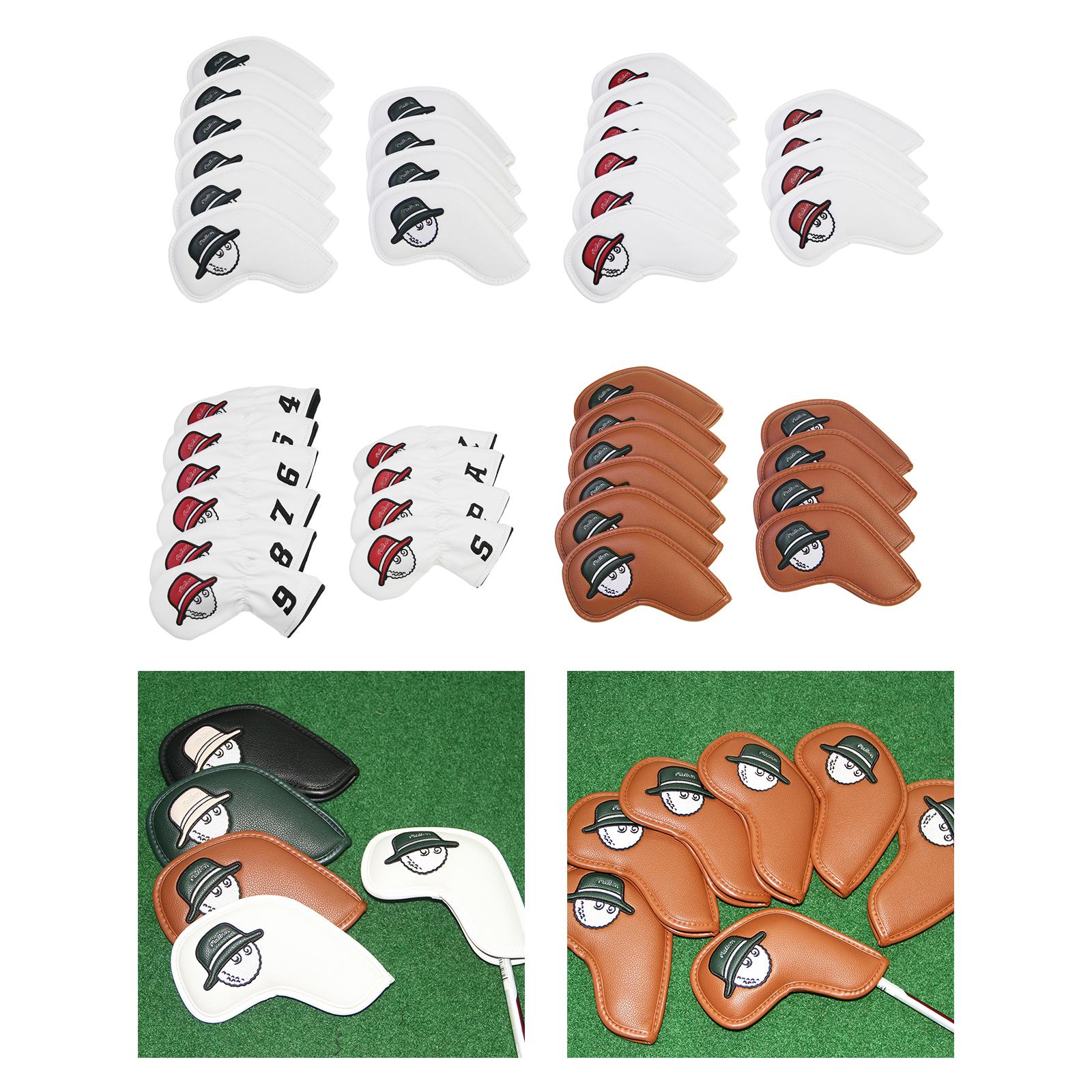 10 Pieces Golf Iron Head Covers Fashion Golf Iron Headcovers Head Protection White Green Cap Flat
