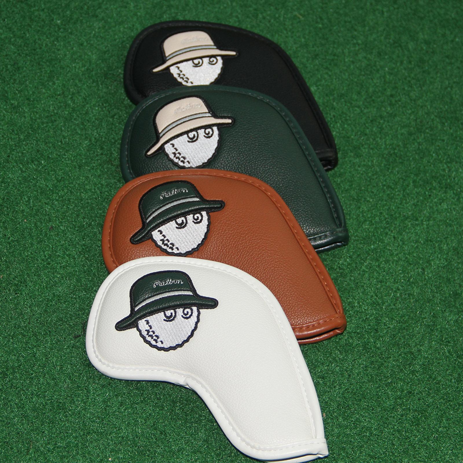 10 Pieces Golf Iron Head Covers Fashion Golf Iron Headcovers Head Protection White Green Cap Flat