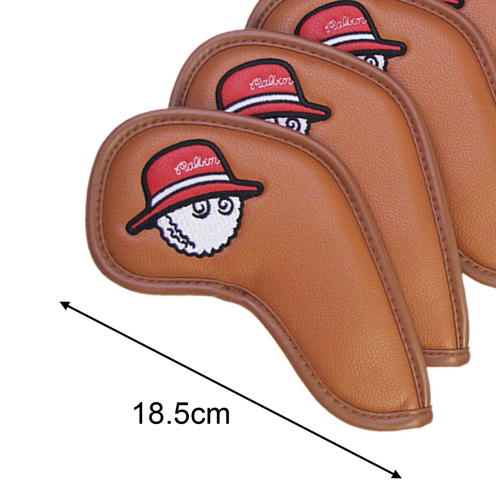 10 Pieces Golf Iron Covers Set Protection Sleeves Golf Club Headcover brown flat