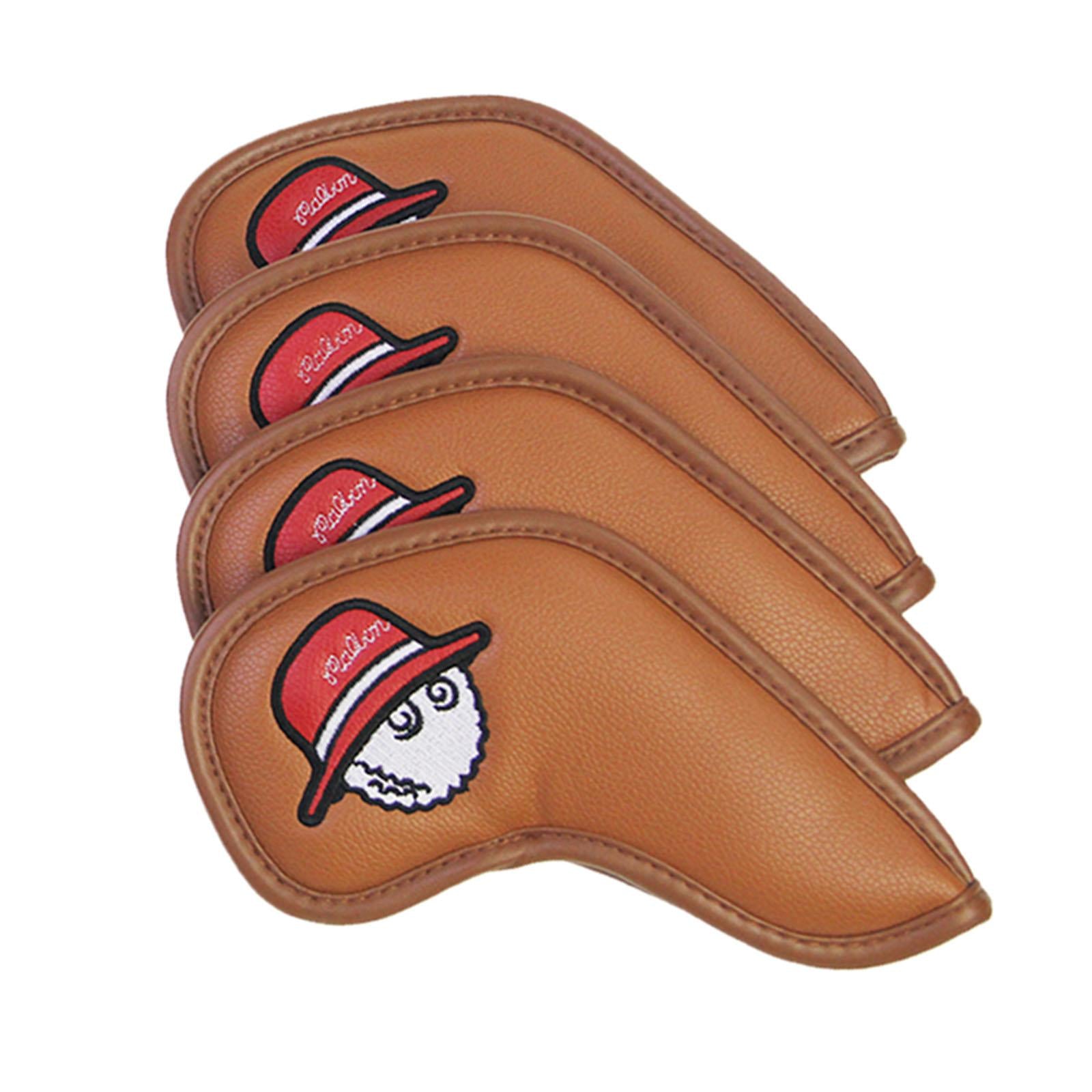 10 Pieces Golf Iron Covers Set Protection Sleeves Golf Club Headcover brown flat