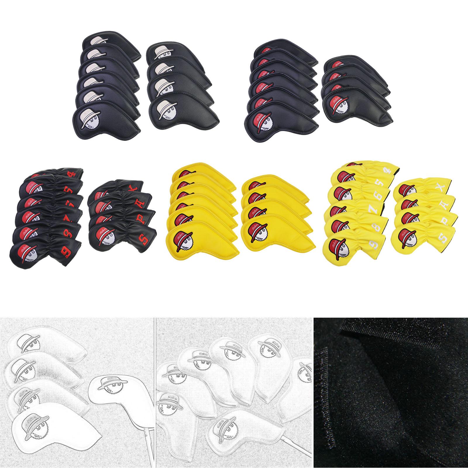 10Pcs Golf Club Covers Protective Covers for Golf Clubs Golf Iron Covers Set Black White