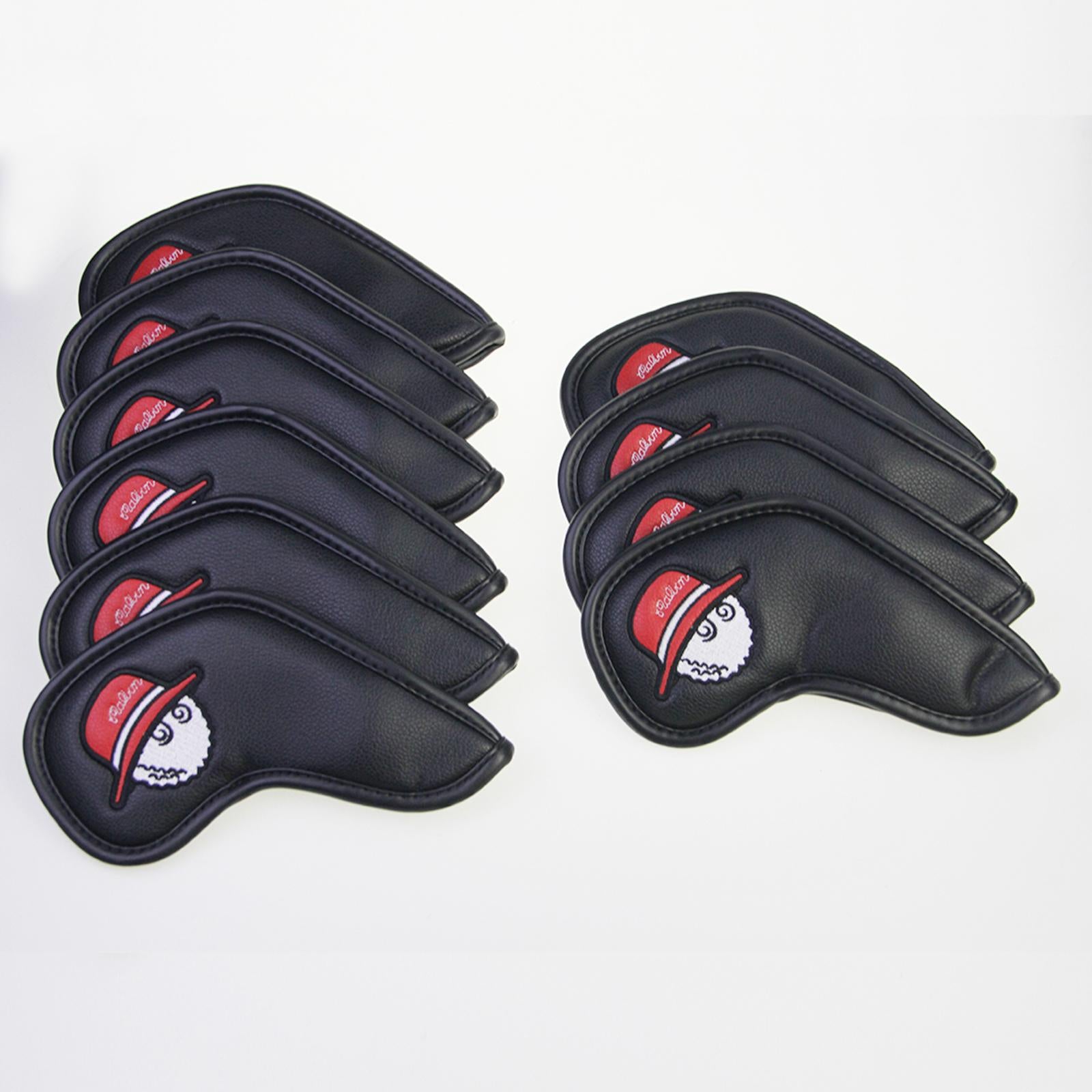 10Pcs Golf Club Covers Protective Covers for Golf Clubs Golf Iron Covers Set Black Red