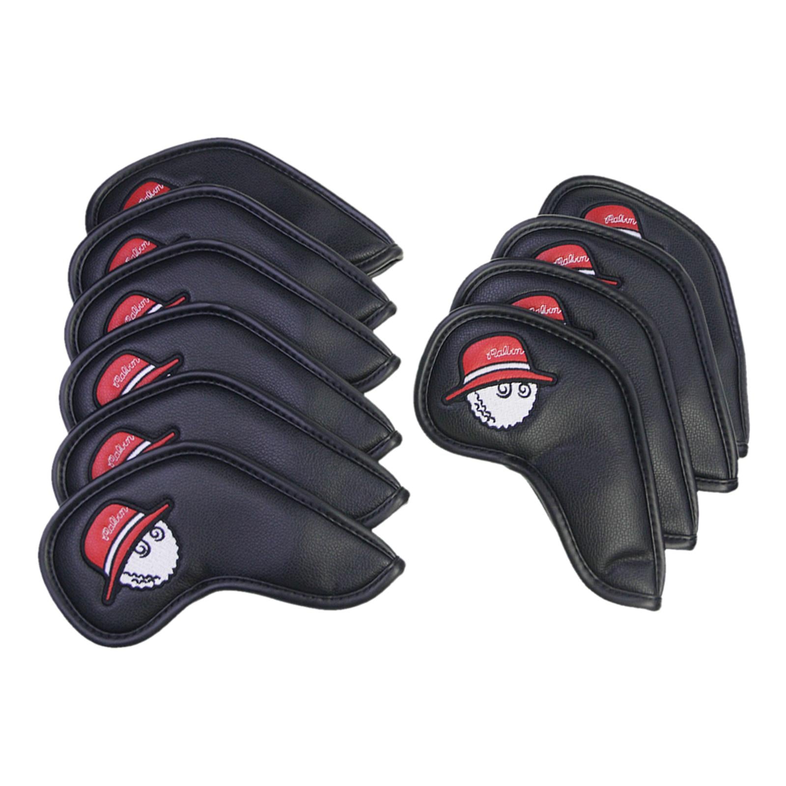 10Pcs Golf Club Covers Protective Covers for Golf Clubs Golf Iron Covers Set Black Red
