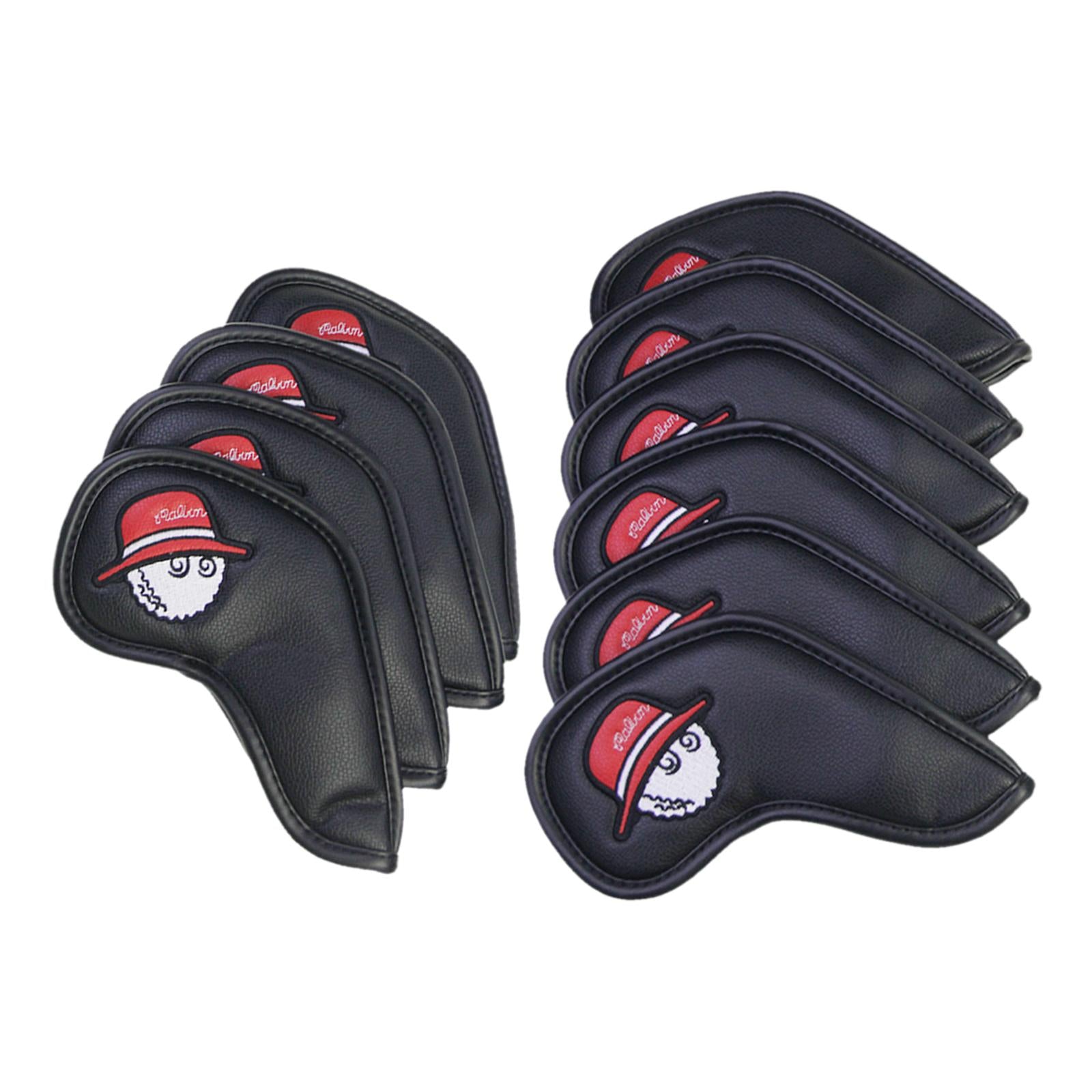 10Pcs Golf Club Covers Protective Covers for Golf Clubs Golf Iron Covers Set Black Red