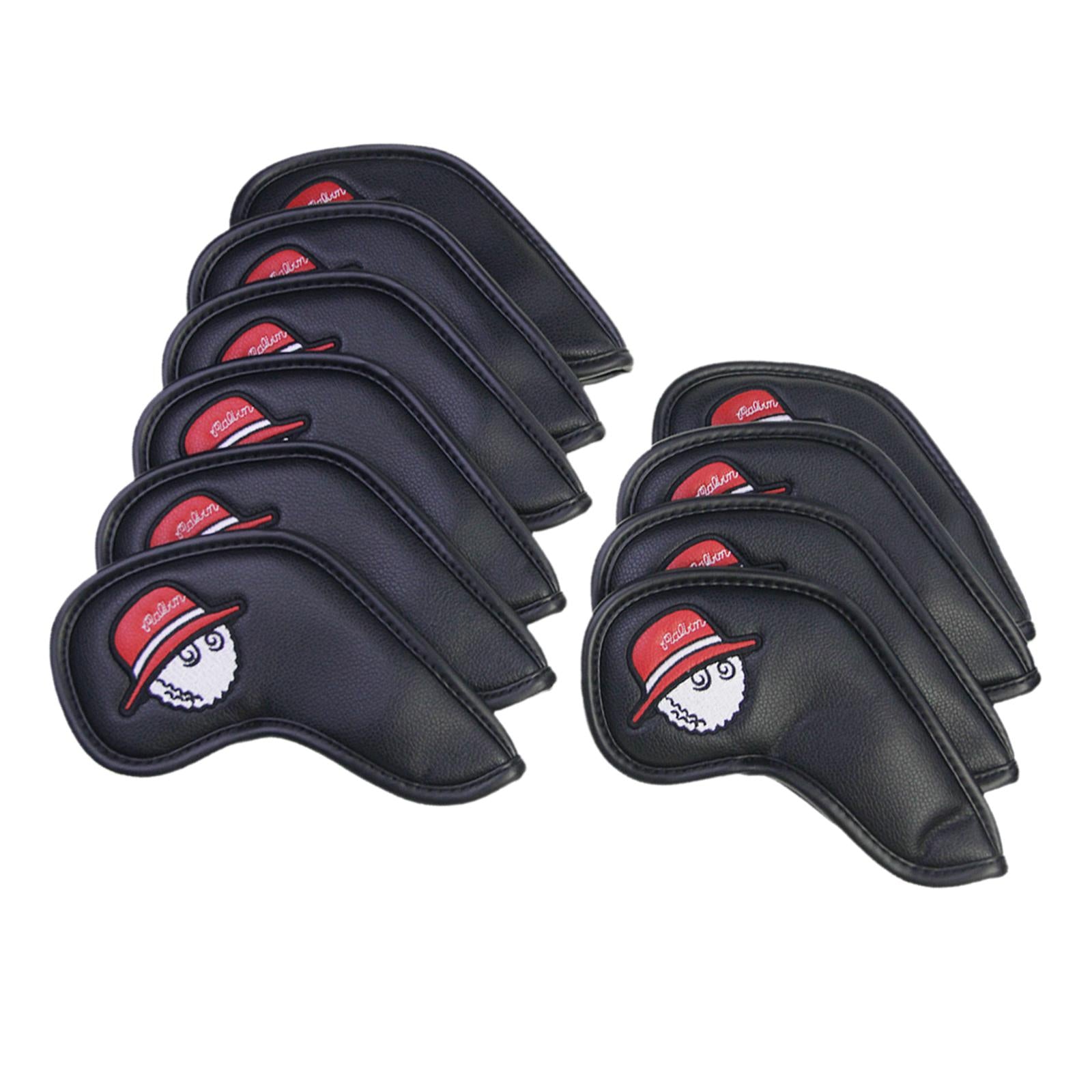 10Pcs Golf Club Covers Protective Covers for Golf Clubs Golf Iron Covers Set Black Red