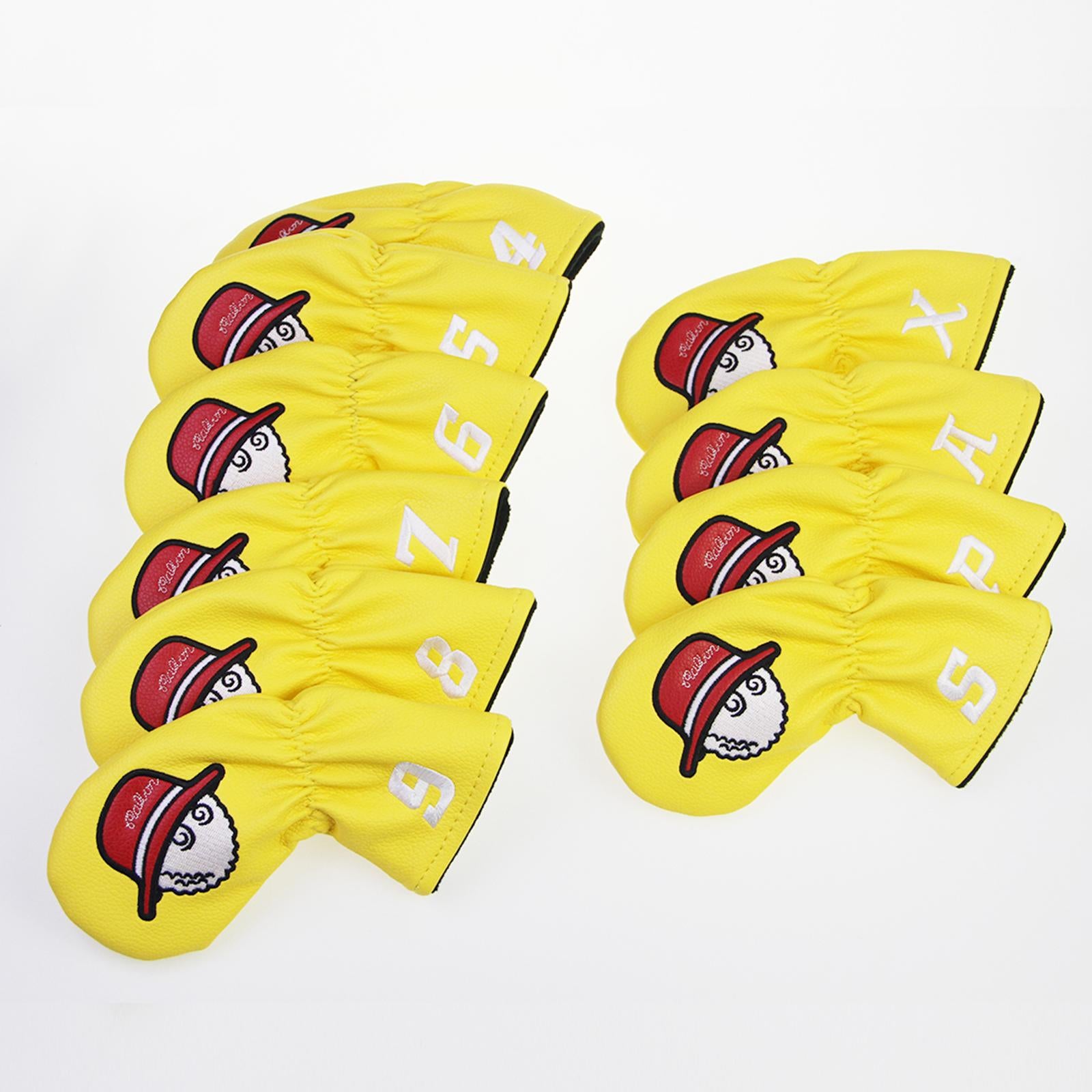 10Pcs Golf Club Covers Protective Covers for Golf Clubs Golf Iron Covers Set Yellow Drawstring