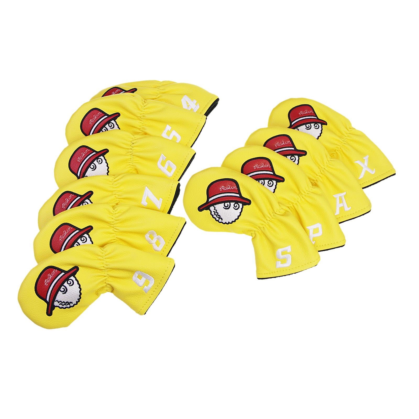 10Pcs Golf Club Covers Protective Covers for Golf Clubs Golf Iron Covers Set Yellow Drawstring