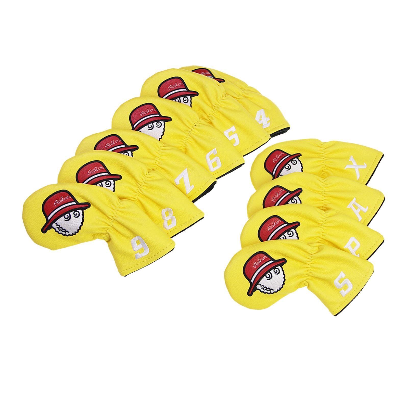 10Pcs Golf Club Covers Protective Covers for Golf Clubs Golf Iron Covers Set Yellow Drawstring