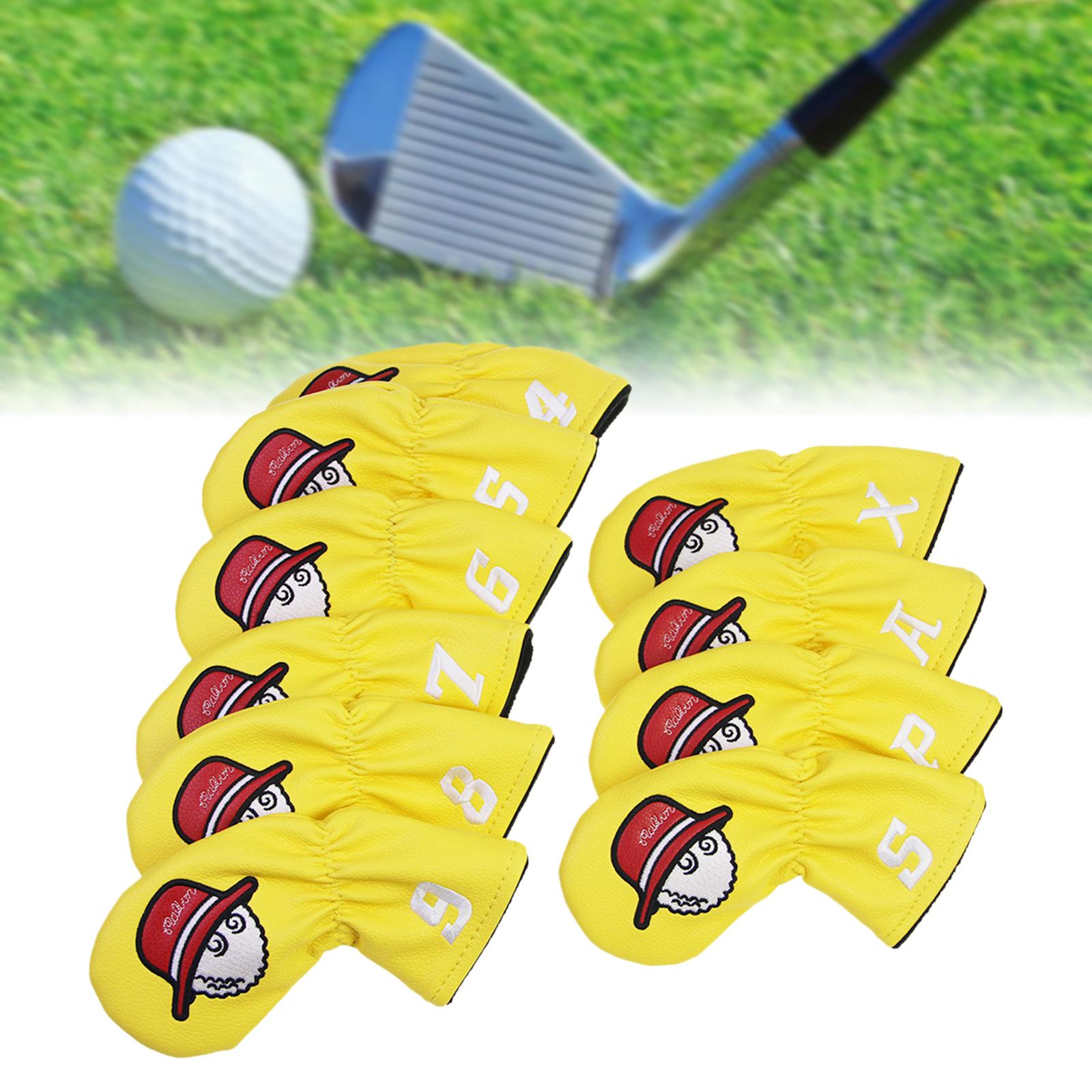 10Pcs Golf Club Covers Protective Covers for Golf Clubs Golf Iron Covers Set Yellow Drawstring