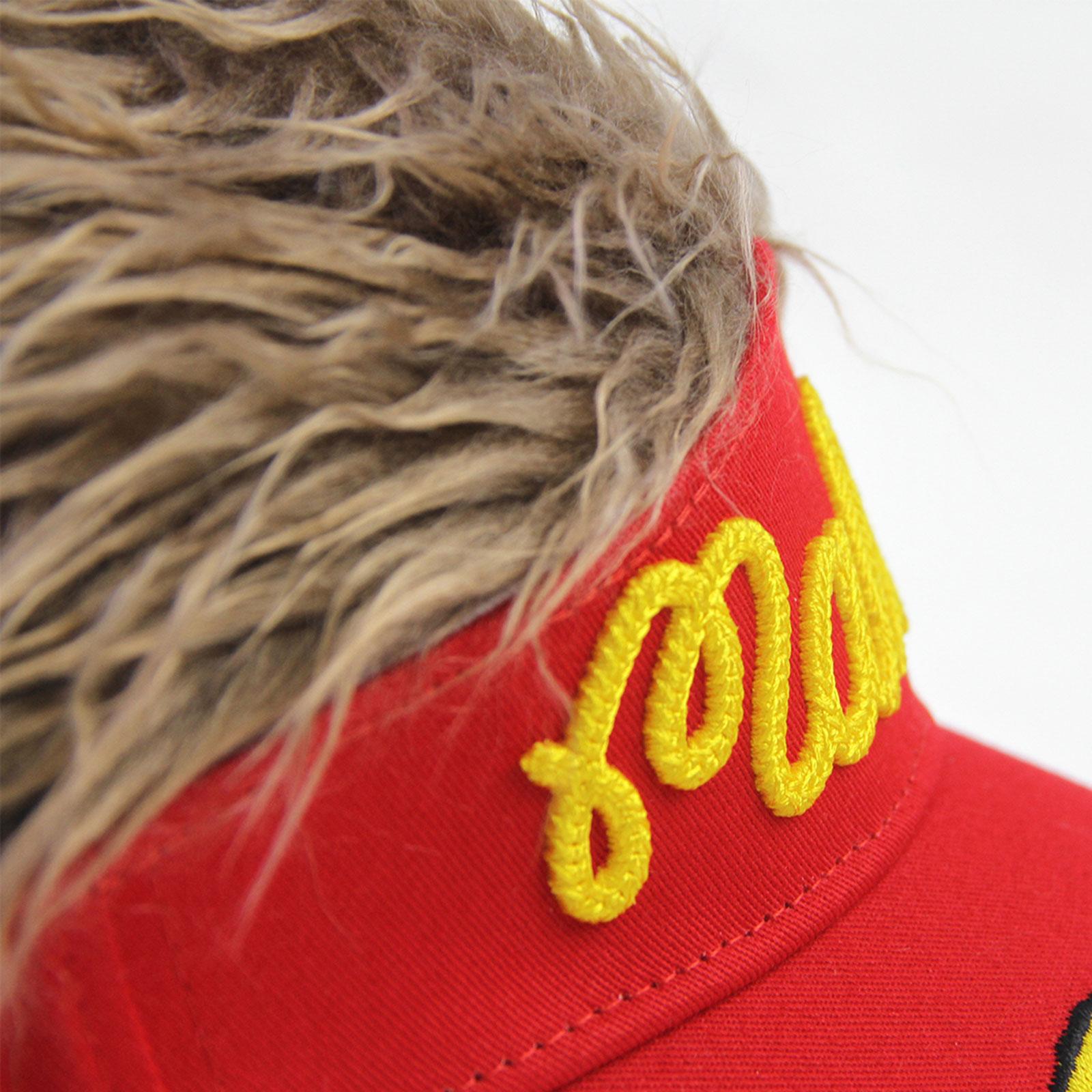 Golf Cap Cap Wig for Men Novelty Spiked Hairs Birthday Gift Sunshade Hat Red with Brown Wig