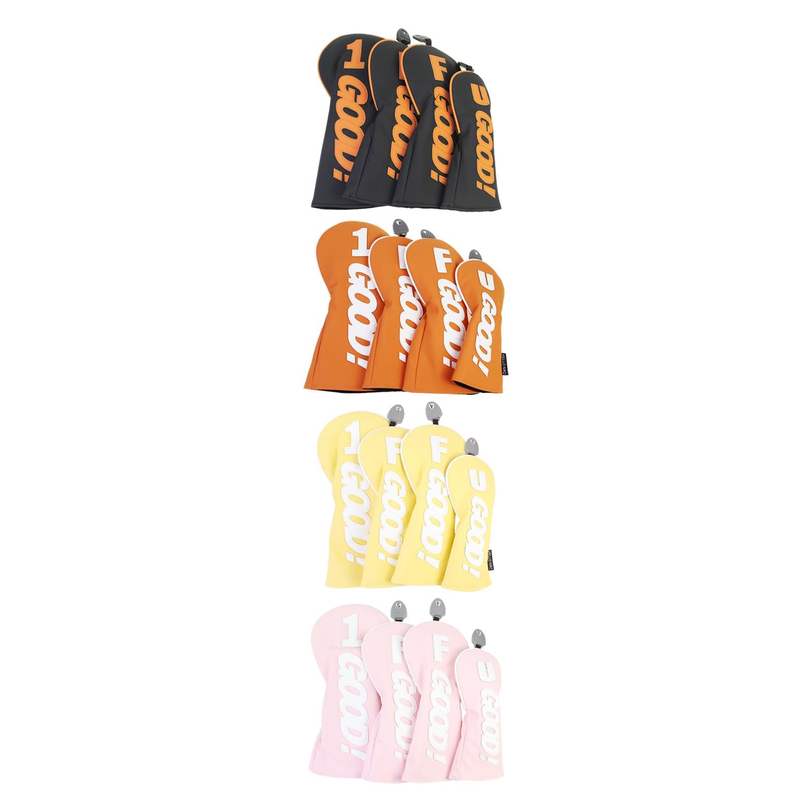 4x Golf Wood Headcovers Universal Golf Cue Protect Case Golf Shaft Protector Black
