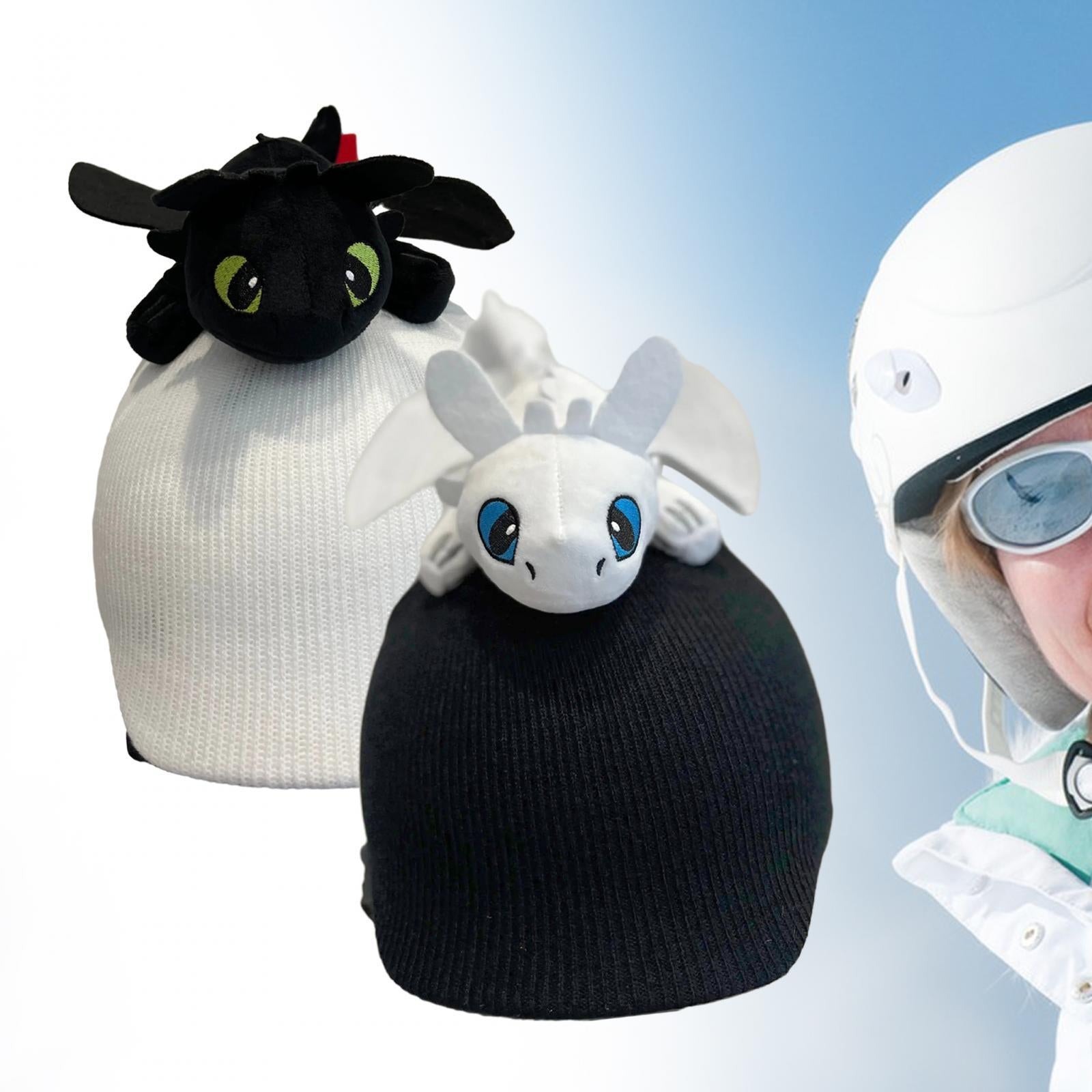 Snow Ski Helmet Cover Soft Skiing Elastic Warm Outdoor Sports Winter Knitted Black Dragon