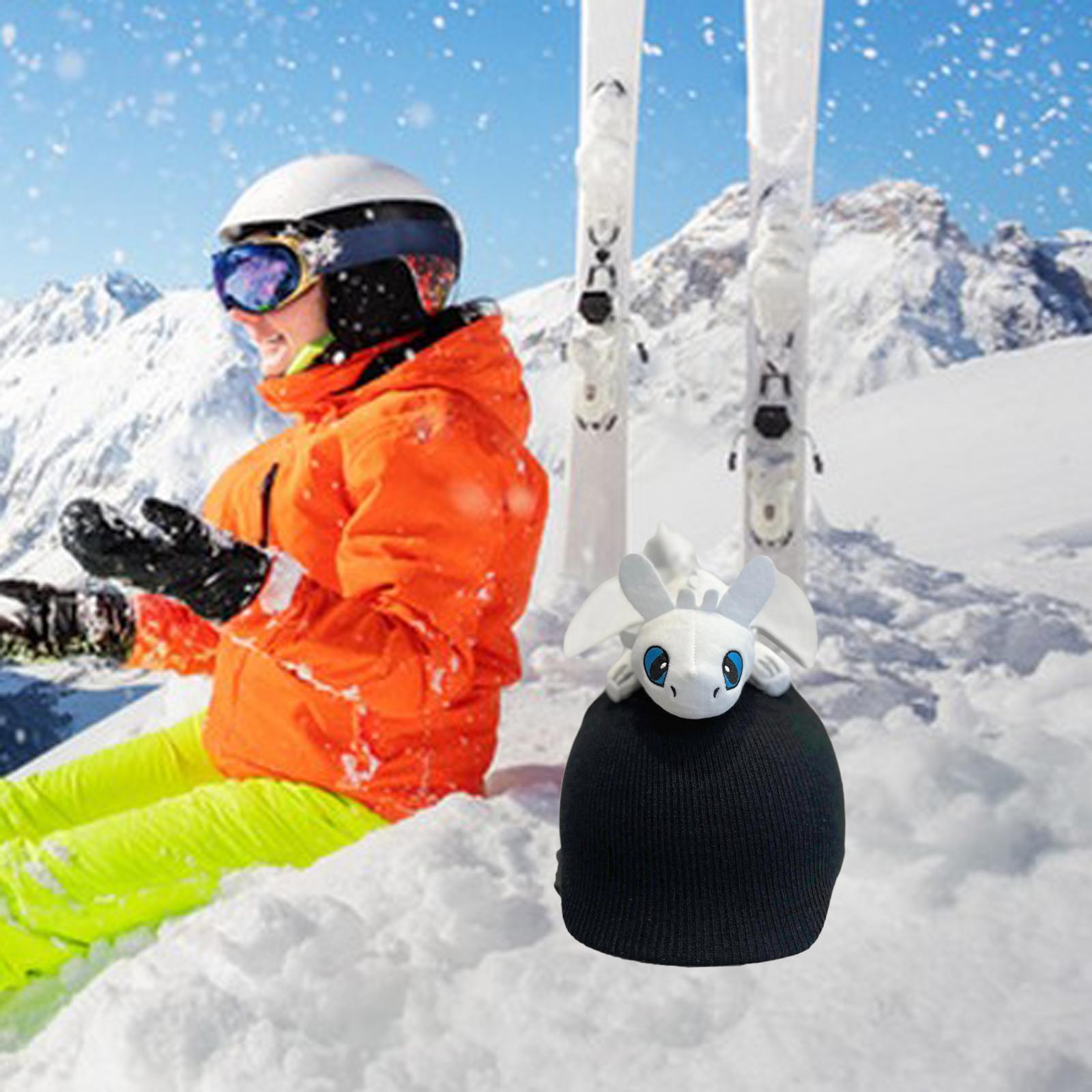 Snow Ski Helmet Cover Soft Skiing Elastic Warm Outdoor Sports Winter Knitted White Dragon