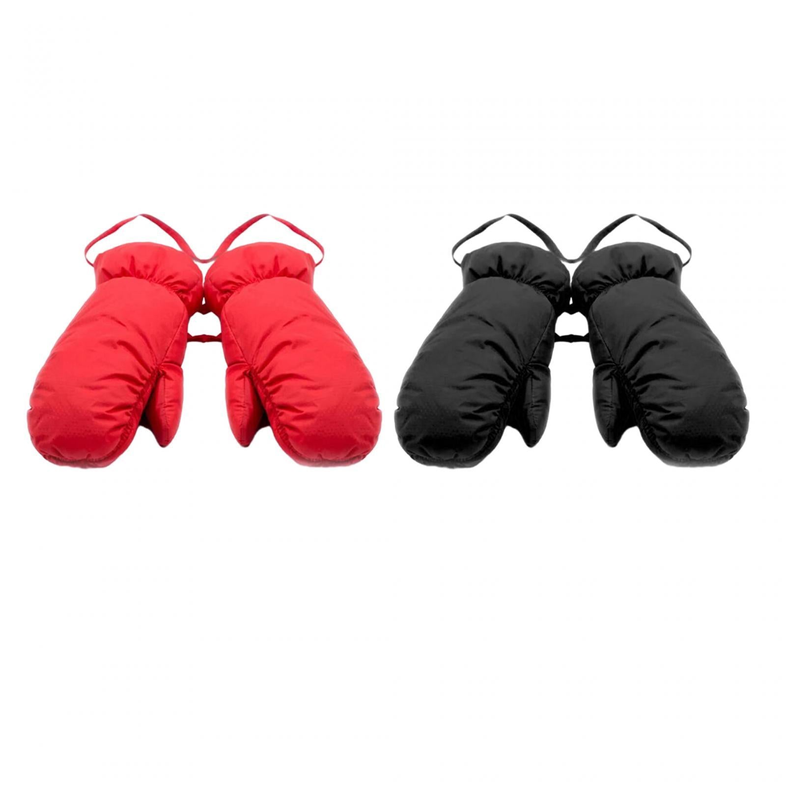 Down Mittens Ski Gloves with Lanyard Windproof Ski Mittens for Skiing Riding Red M