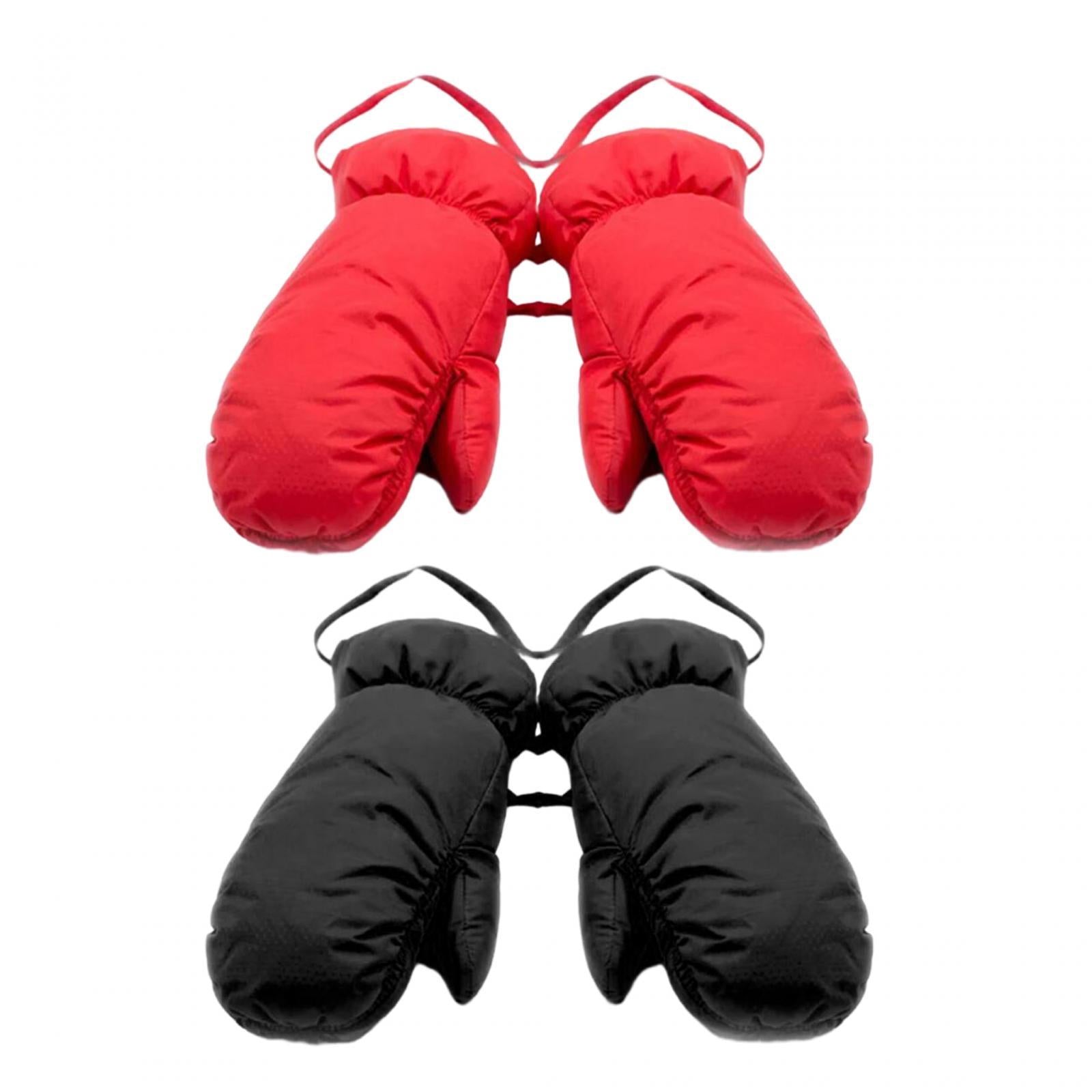 Down Mittens Ski Gloves with Lanyard Windproof Ski Mittens for Skiing Riding Red M