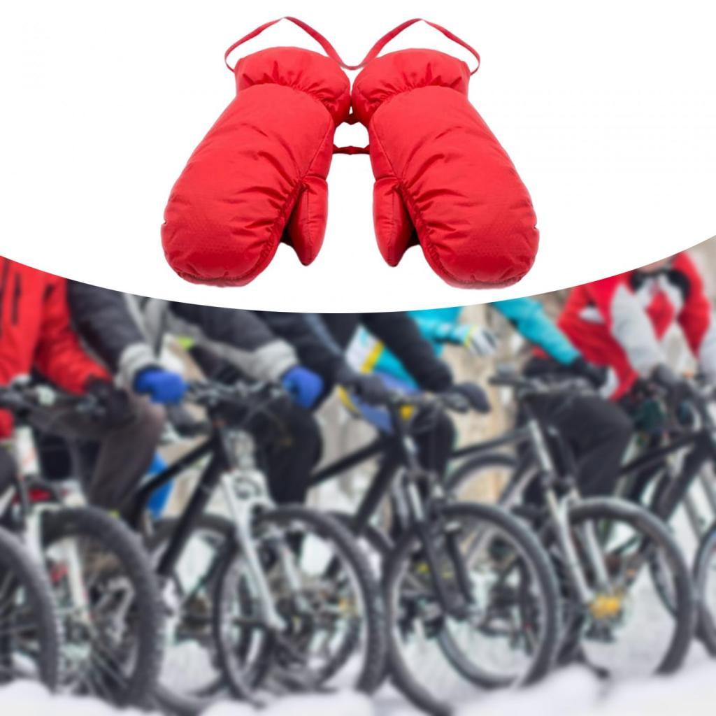 Down Mittens Ski Gloves with Lanyard Windproof Ski Mittens for Skiing Riding Red Size L