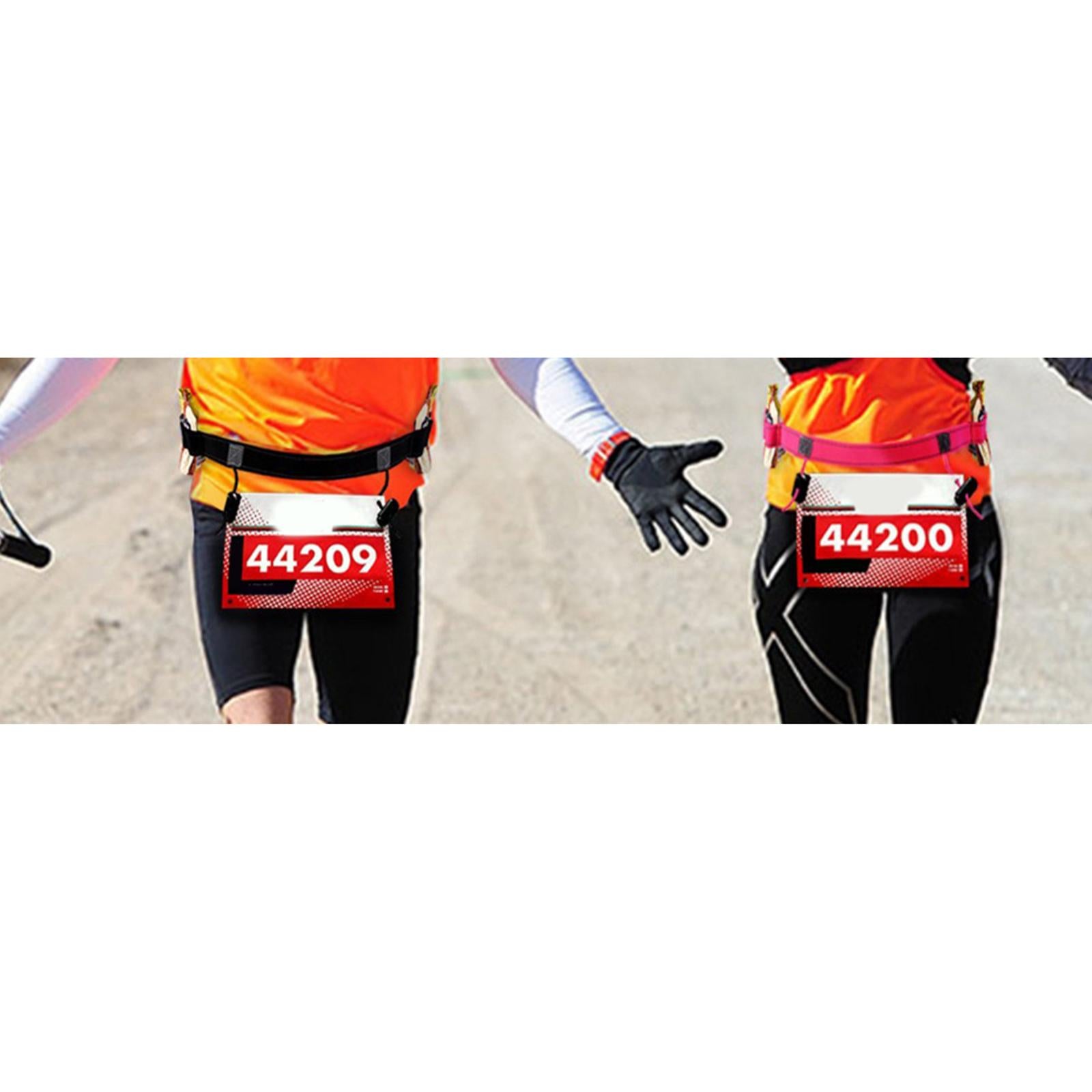 4xReflective Tape Cycling Race Number Belt Triathlon Waist Belt Night Running Green