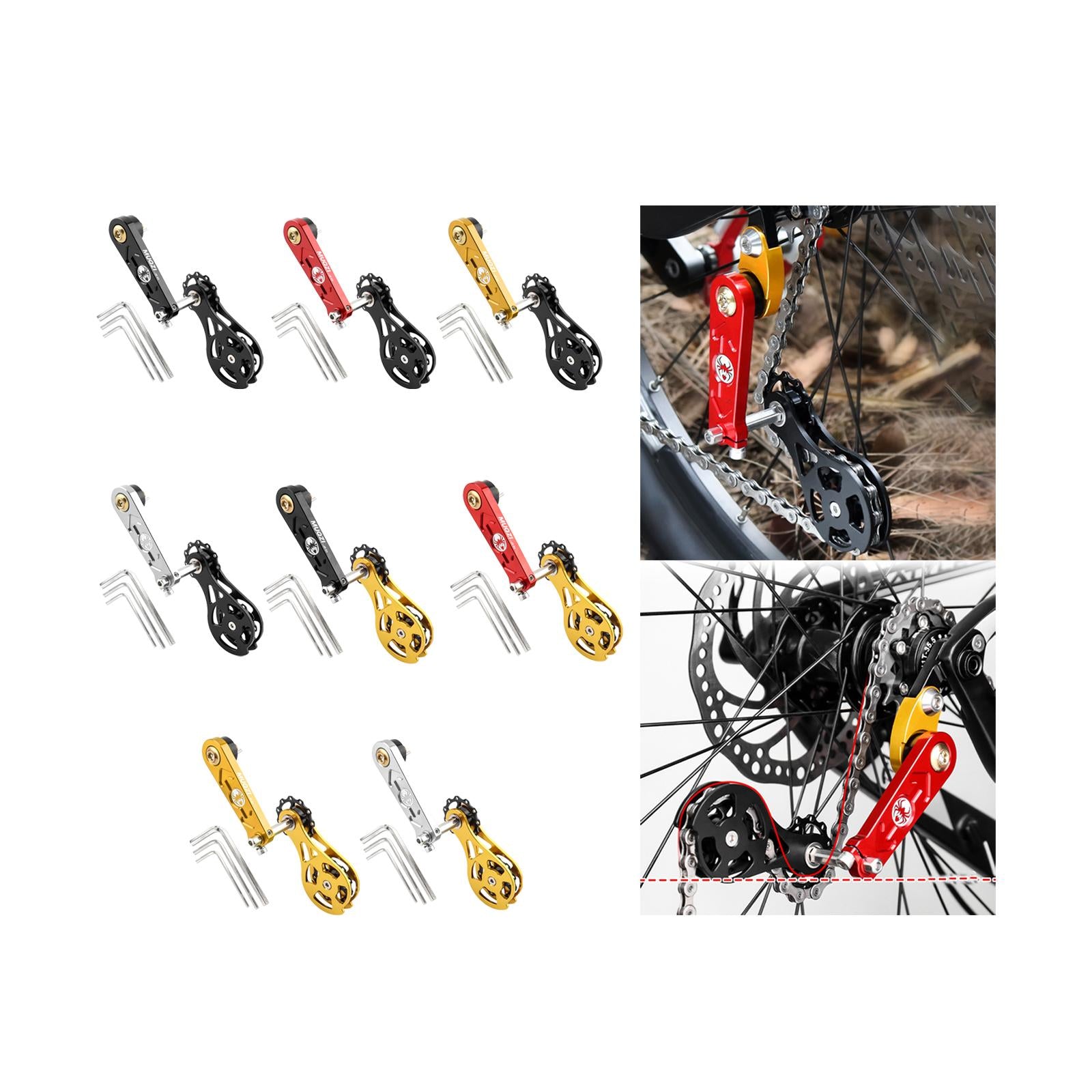 Bike Chain Tensioner Rear Derailleur Guide Aluminum Chain Adjuster Converter Black