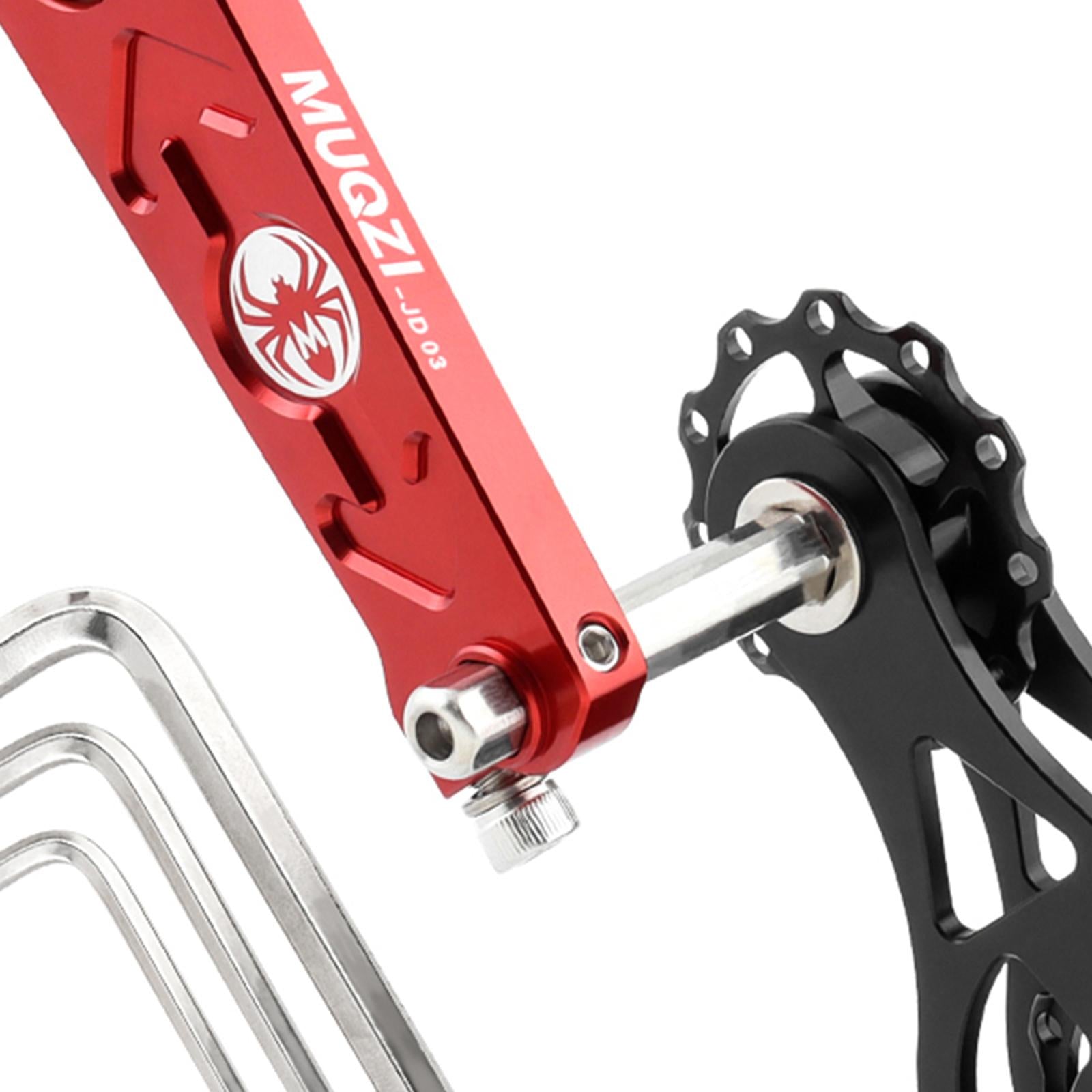 Bike Chain Tensioner Rear Derailleur Guide Aluminum Chain Adjuster Converter Red and Black