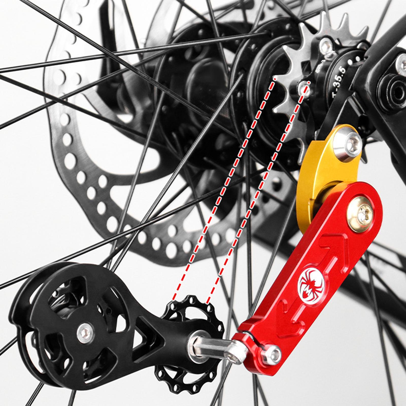 Bike Chain Tensioner Rear Derailleur Guide Aluminum Chain Adjuster Converter Red and Black