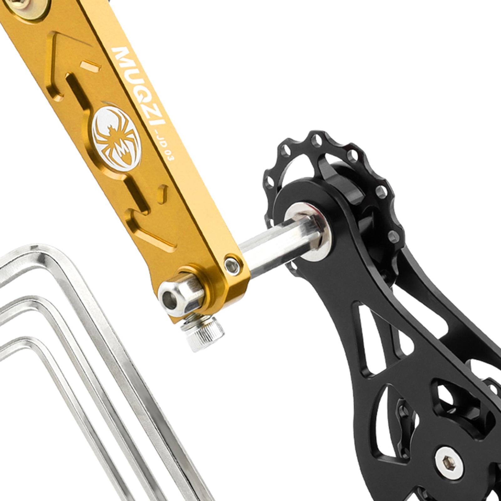 Bike Chain Tensioner Rear Derailleur Guide Aluminum Chain Adjuster Converter Gold and Black
