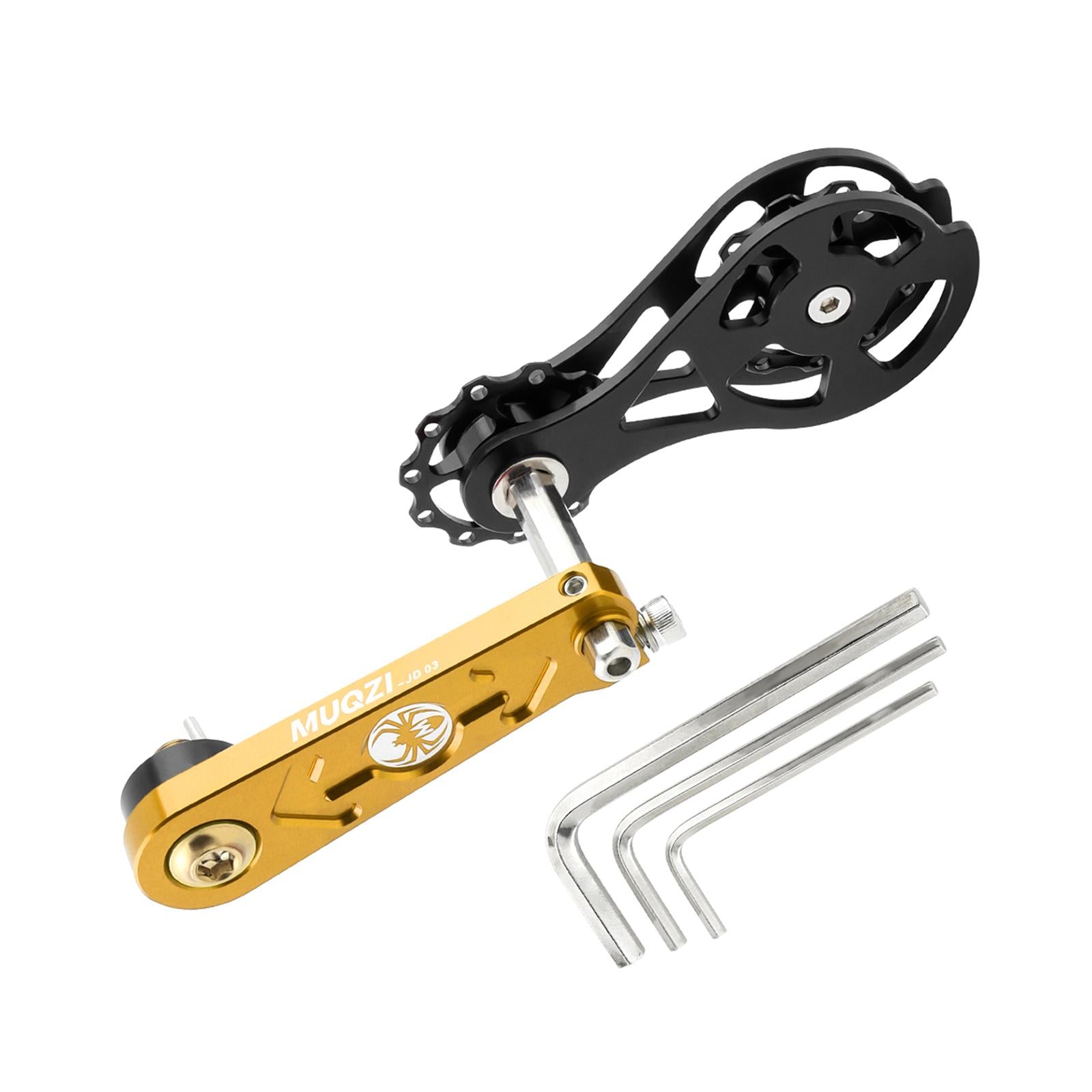 Bike Chain Tensioner Rear Derailleur Guide Aluminum Chain Adjuster Converter Gold and Black