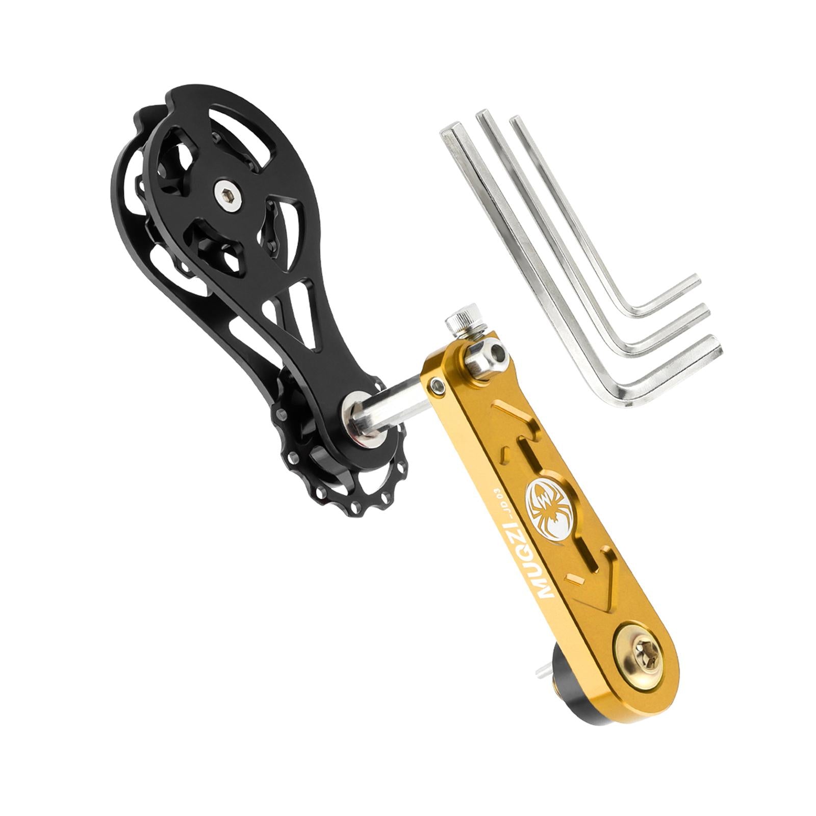Bike Chain Tensioner Rear Derailleur Guide Aluminum Chain Adjuster Converter Gold and Black