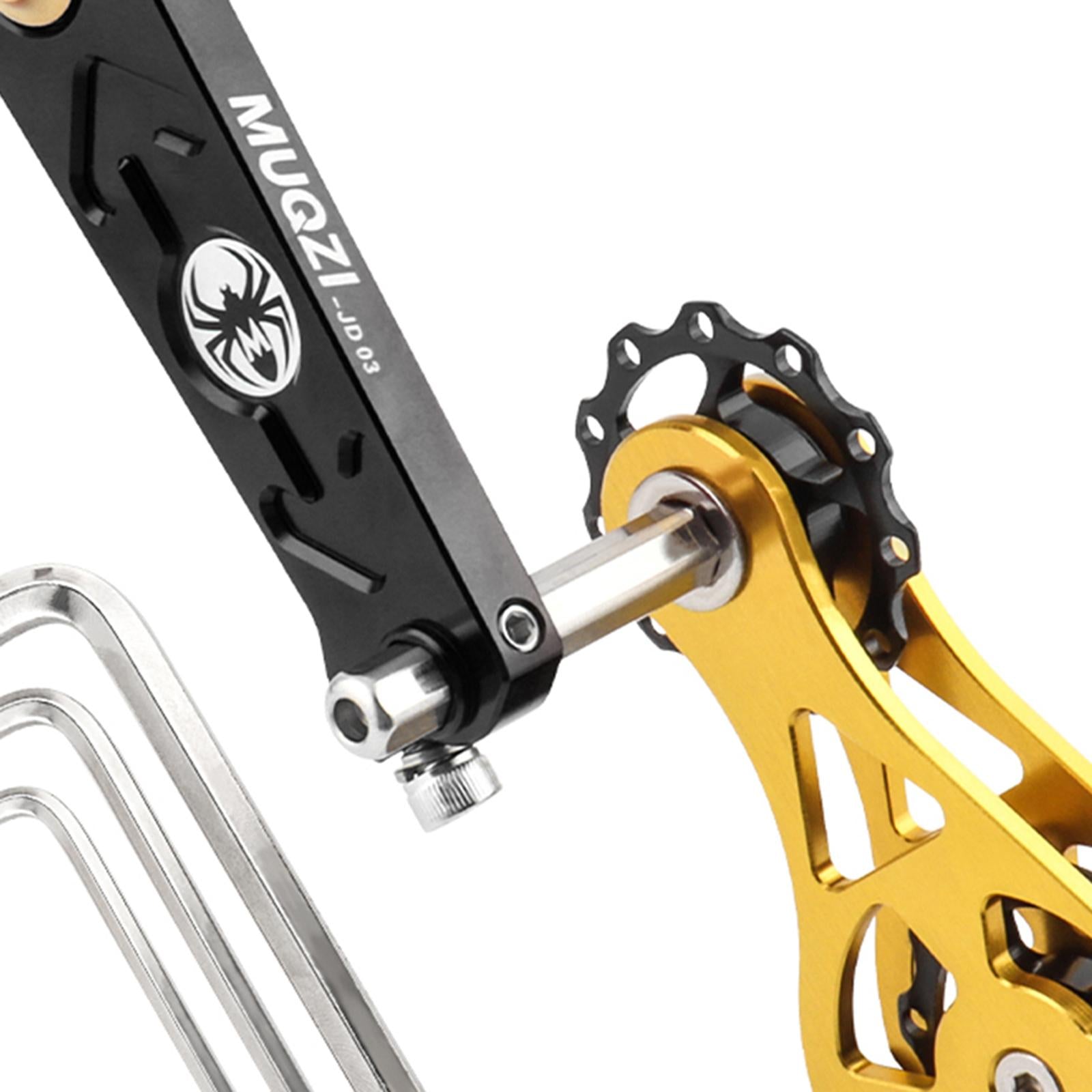 Bike Chain Tensioner Rear Derailleur Guide Aluminum Chain Adjuster Converter Black and Gold