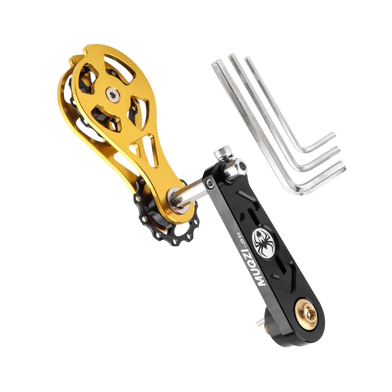 Bike Chain Tensioner Rear Derailleur Guide Aluminum Chain Adjuster Converter Black and Gold