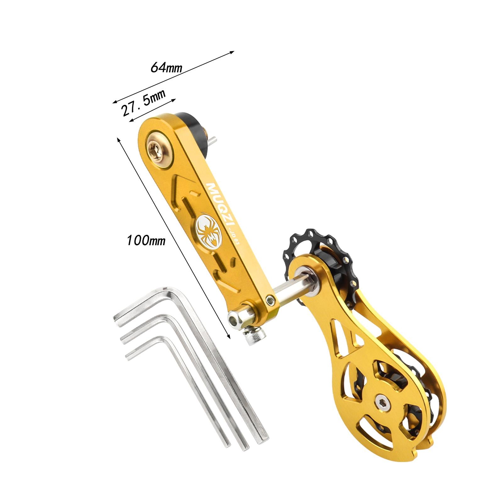 Bike Chain Tensioner Rear Derailleur Guide Aluminum Chain Adjuster Converter Gold and Gold