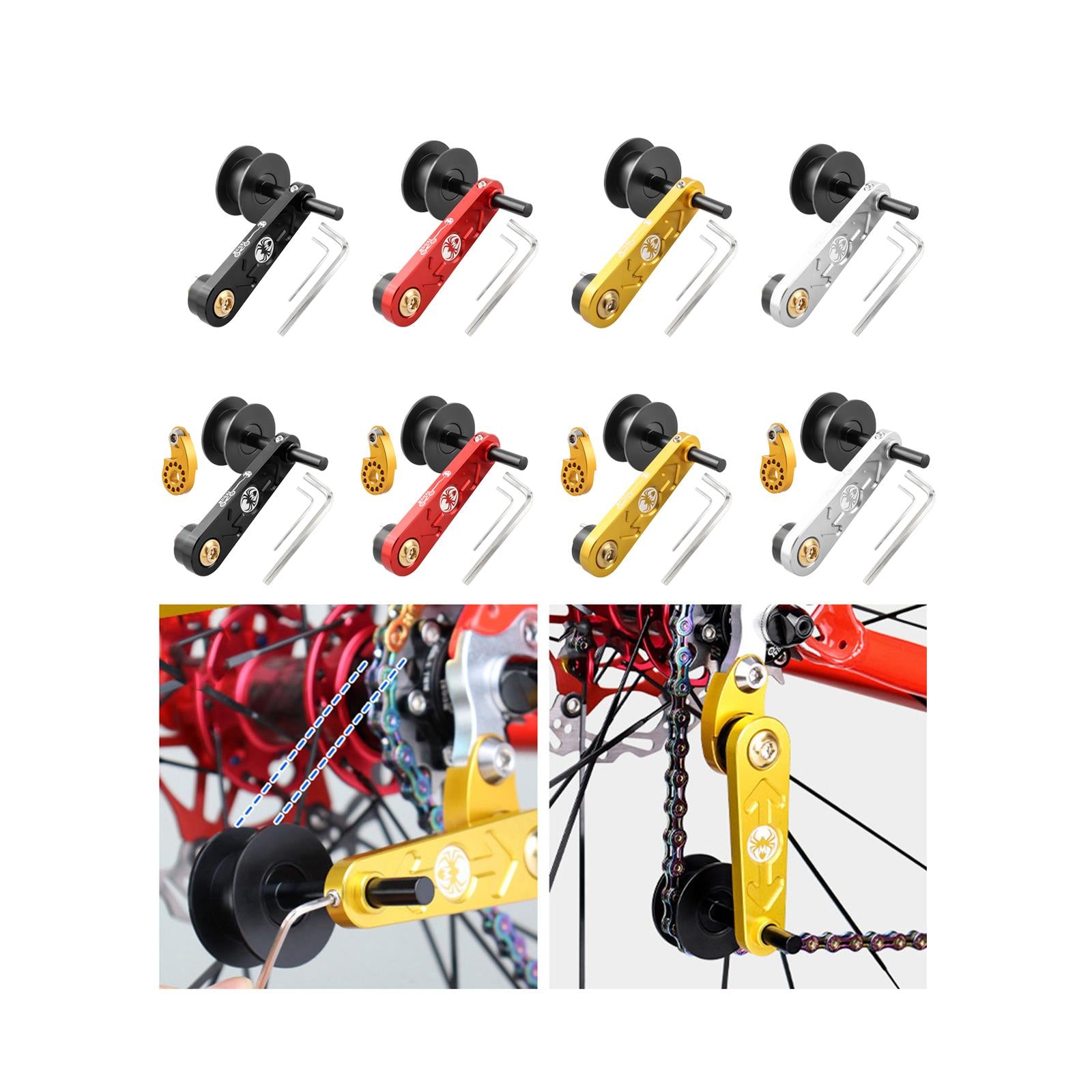 Bike Chain Tensioner Aluminum Alloy Tool Lightweight Adapter Chain Converter black